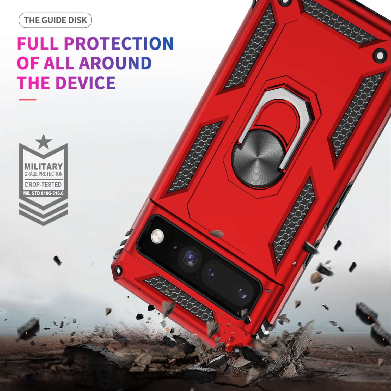 for Google Pixel 7 Pro Phone Caser, Ring Kickstand for Men Military Bumper Hard TPU Shockproof Full Body Silicone Protective Cover for Google Pixel 7