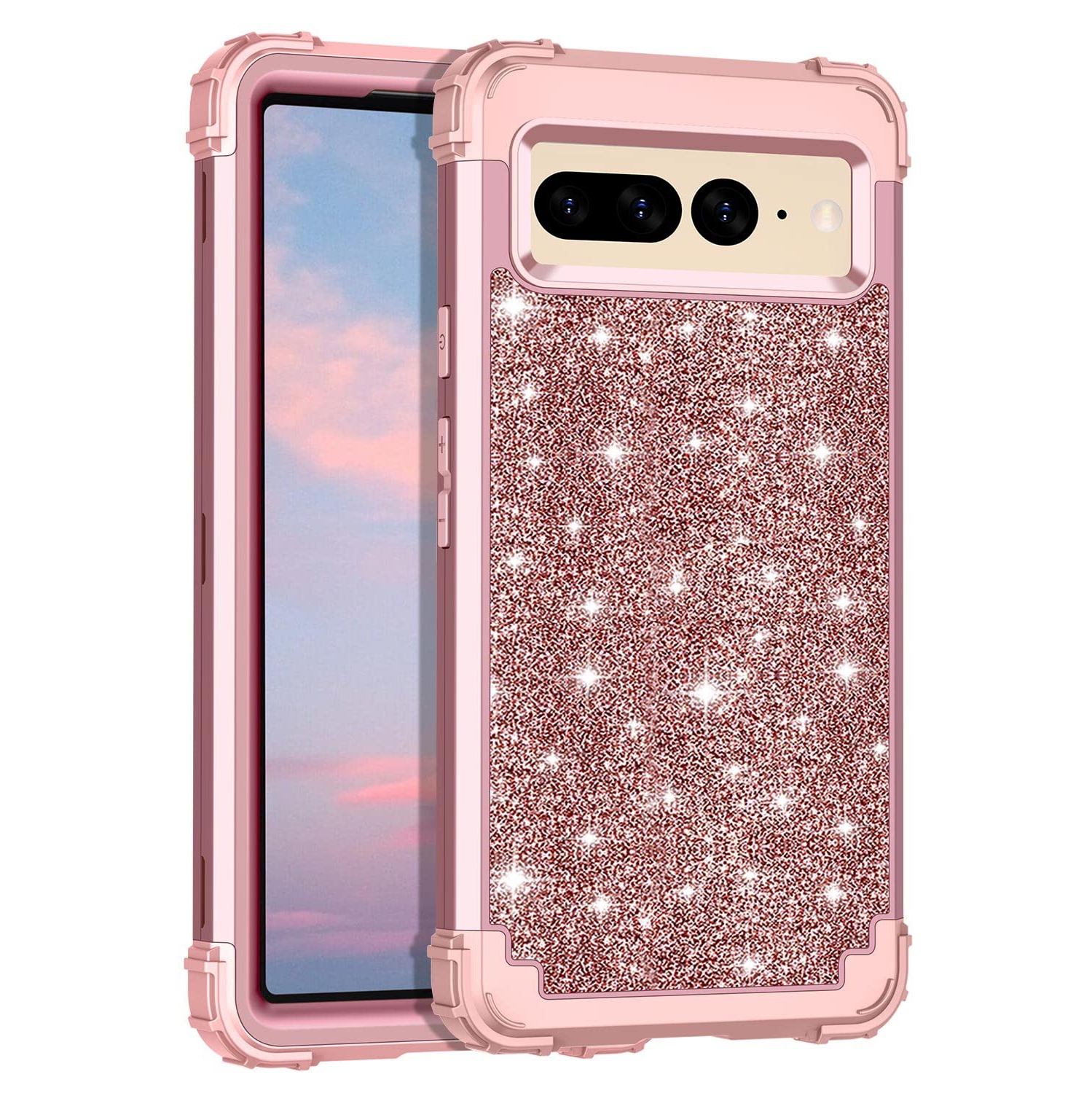 for Google Pixel 7 Pro Case Glitter Sparkly Bling Shockproof Heavy Duty Hybrid Sturdy Drop Protective Cover Women Girl Case for Google Pixel 7 Pro