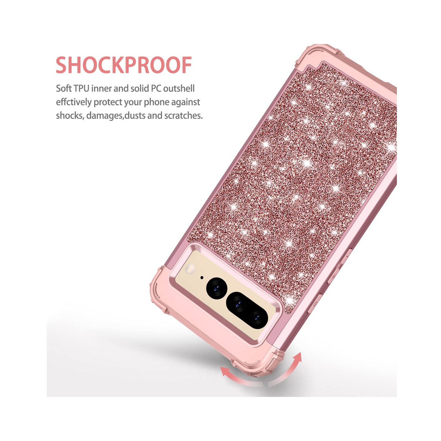 for Google Pixel 7 Pro Case Glitter Sparkly Bling Shockproof Heavy Duty Hybrid Sturdy Drop Protective Cover Women Girl Case for Google Pixel 7 Pro