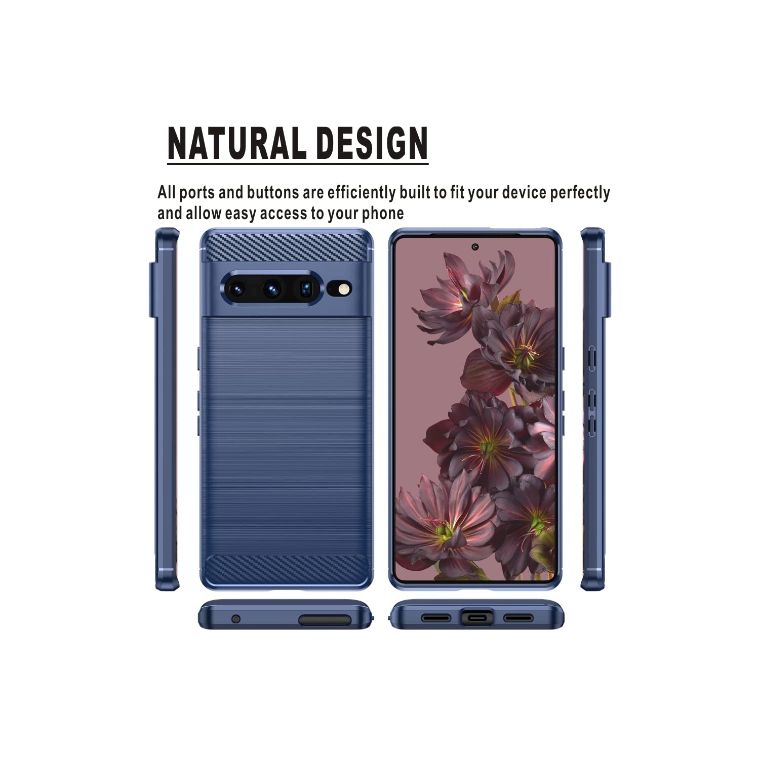 Folmeikat for Google Pixel 7 Pro Case Shock-Absorption Flexible TPU Rubber Protective Cell Phone Cover for Google Pixel 7 Pro 2022 6.7" Blue