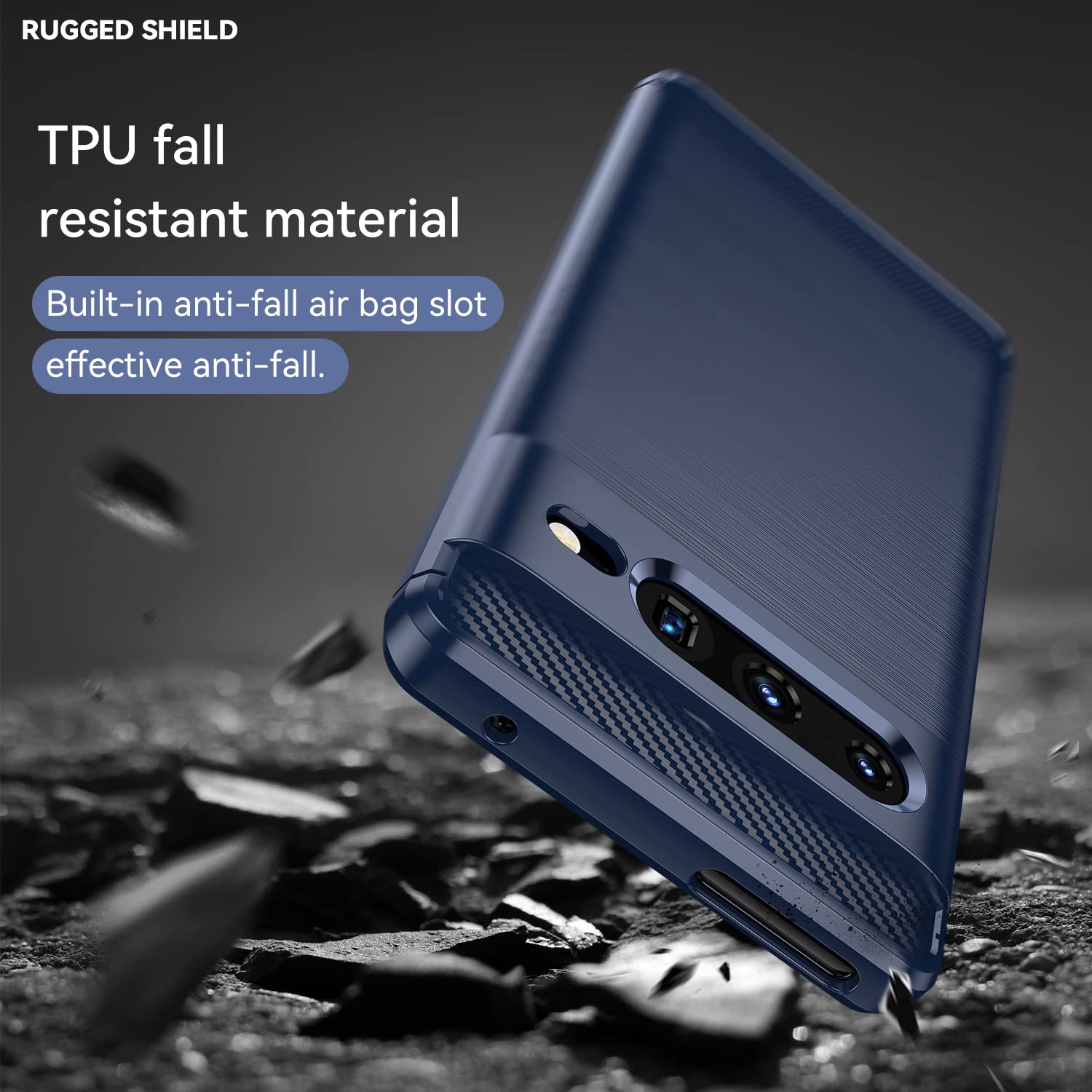 Folmeikat for Google Pixel 7 Pro Case Shock-Absorption Flexible TPU Rubber Protective Cell Phone Cover for Google Pixel 7 Pro 2022 6.7" Blue