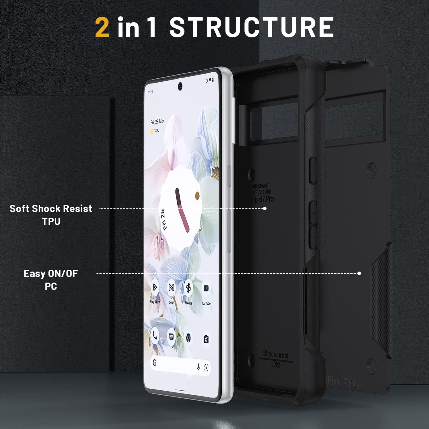 Google Pixel 7 Pro case,Pixel 7 Pro Phone case,Heavy Duty Protection Dual Layer Military Grade Drop Proof Cover Hard Shell Sturdy Durable Phone Case
