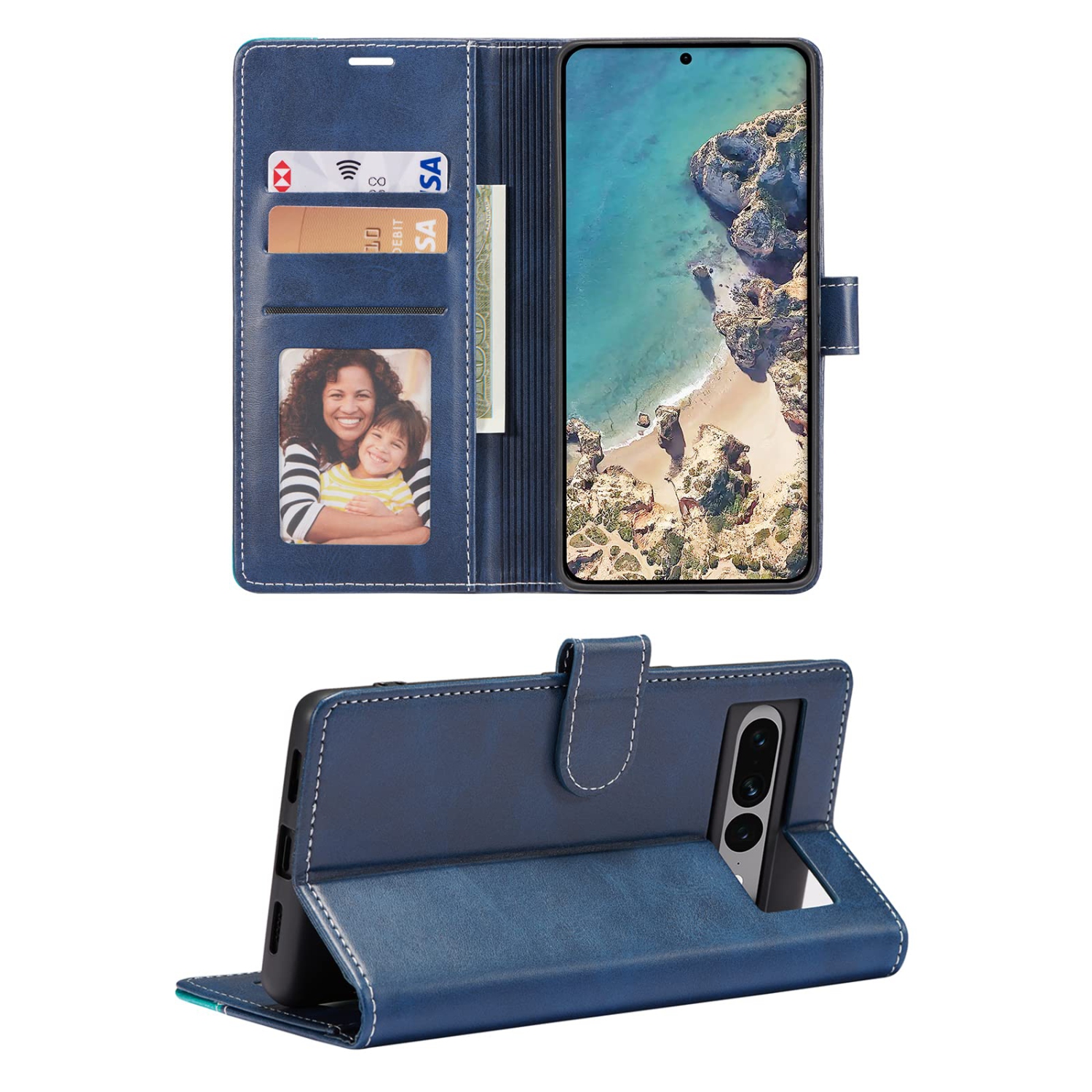 XIZYO Wallet Case for Google Pixel 7 Pro PU Leather Case for Men Women Flip Case with Card Holder Kickstand Magnetic Shockproof Protective Cover for