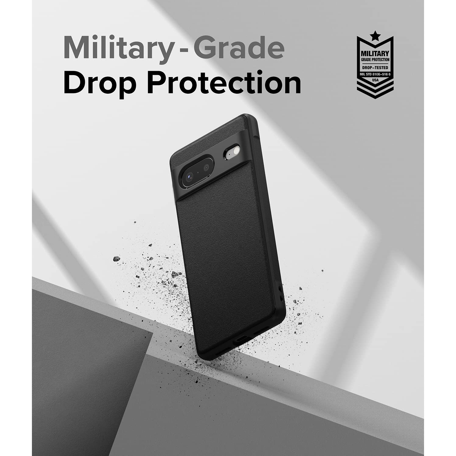 Onyx Anti-Fingerprint Technology Compatible with Google Pixel 7 Case 5G, Shockproof Rugged Heavy Duty Non-Slip Flexible Smudge Proof Cover - Black