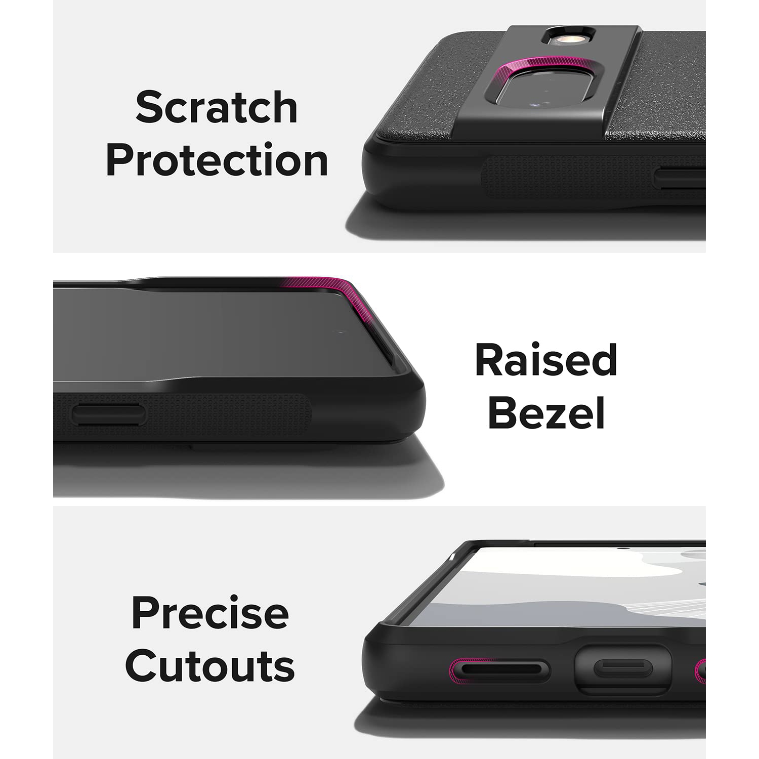 Onyx Anti-Fingerprint Technology Compatible with Google Pixel 7 Case 5G, Shockproof Rugged Heavy Duty Non-Slip Flexible Smudge Proof Cover - Black