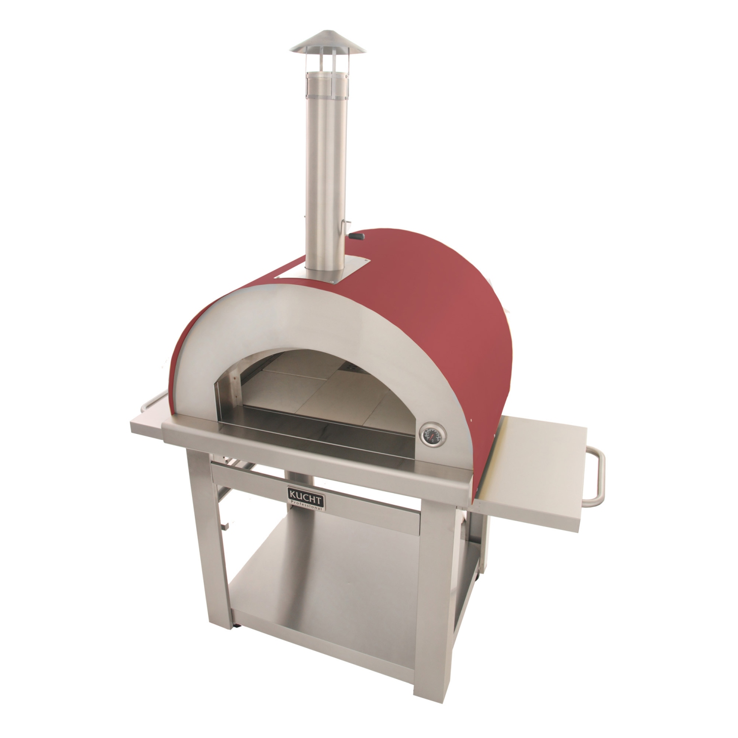 KUCHT Professional Outdoor Wood Fired Gas Pizza Oven in Red