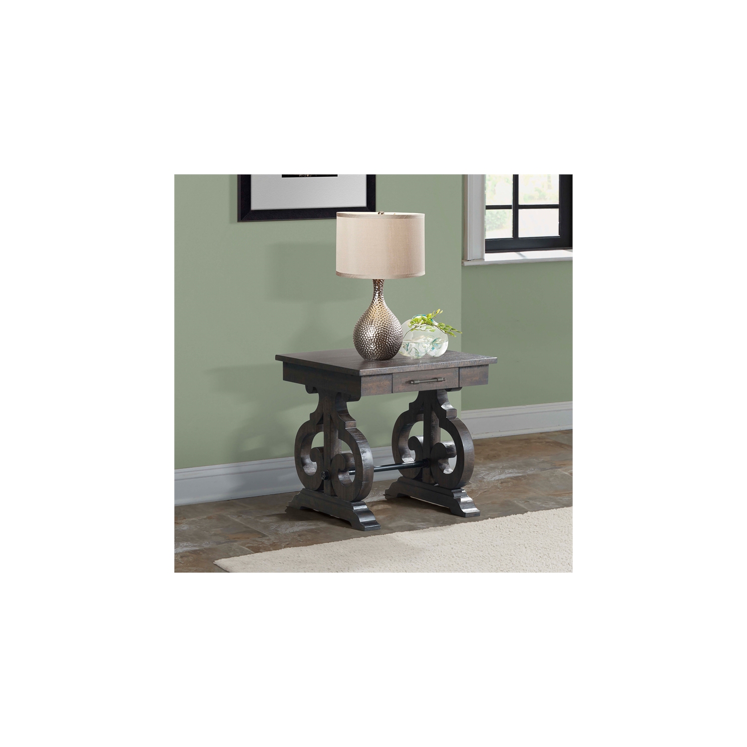 Picket House Stanford Chair Side Table in Brown