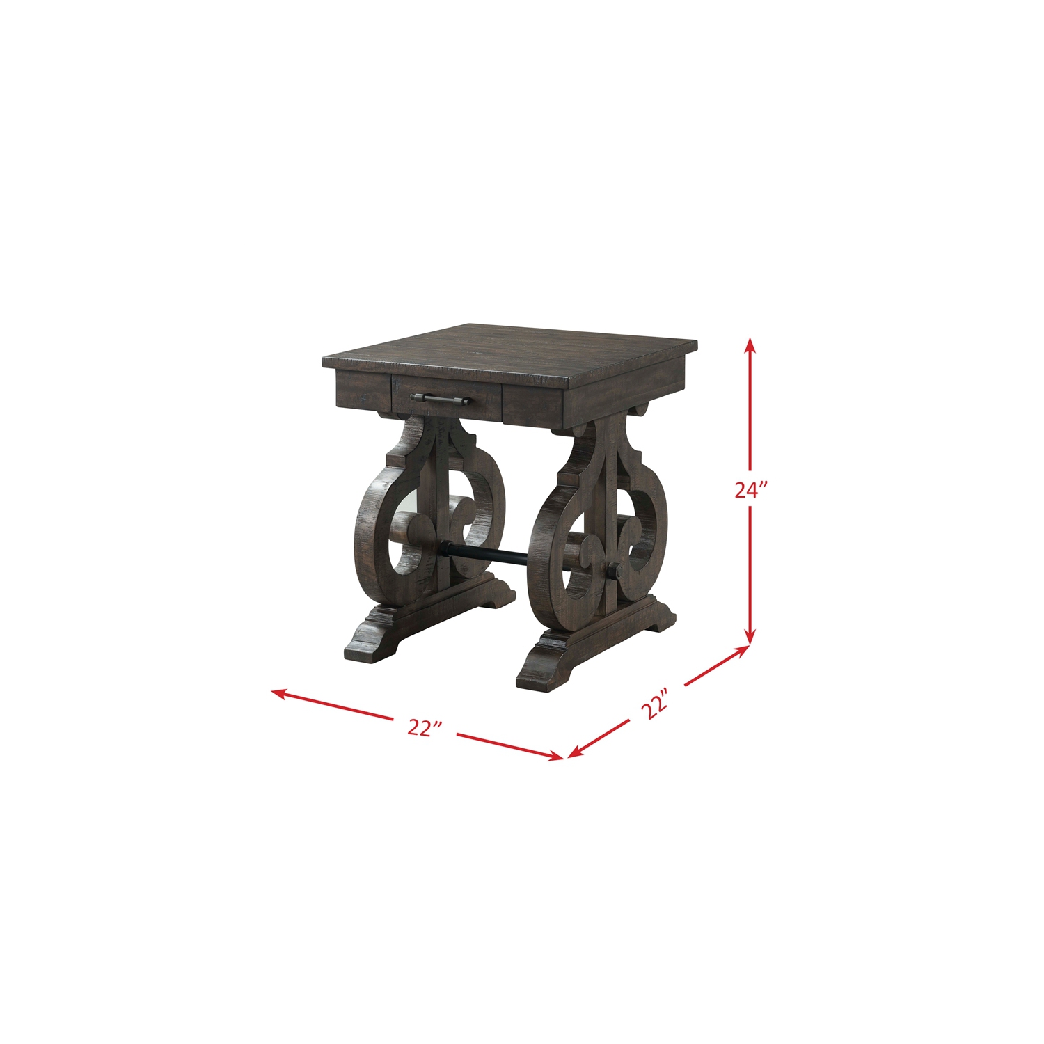 Picket House Stanford Chair Side Table in Brown