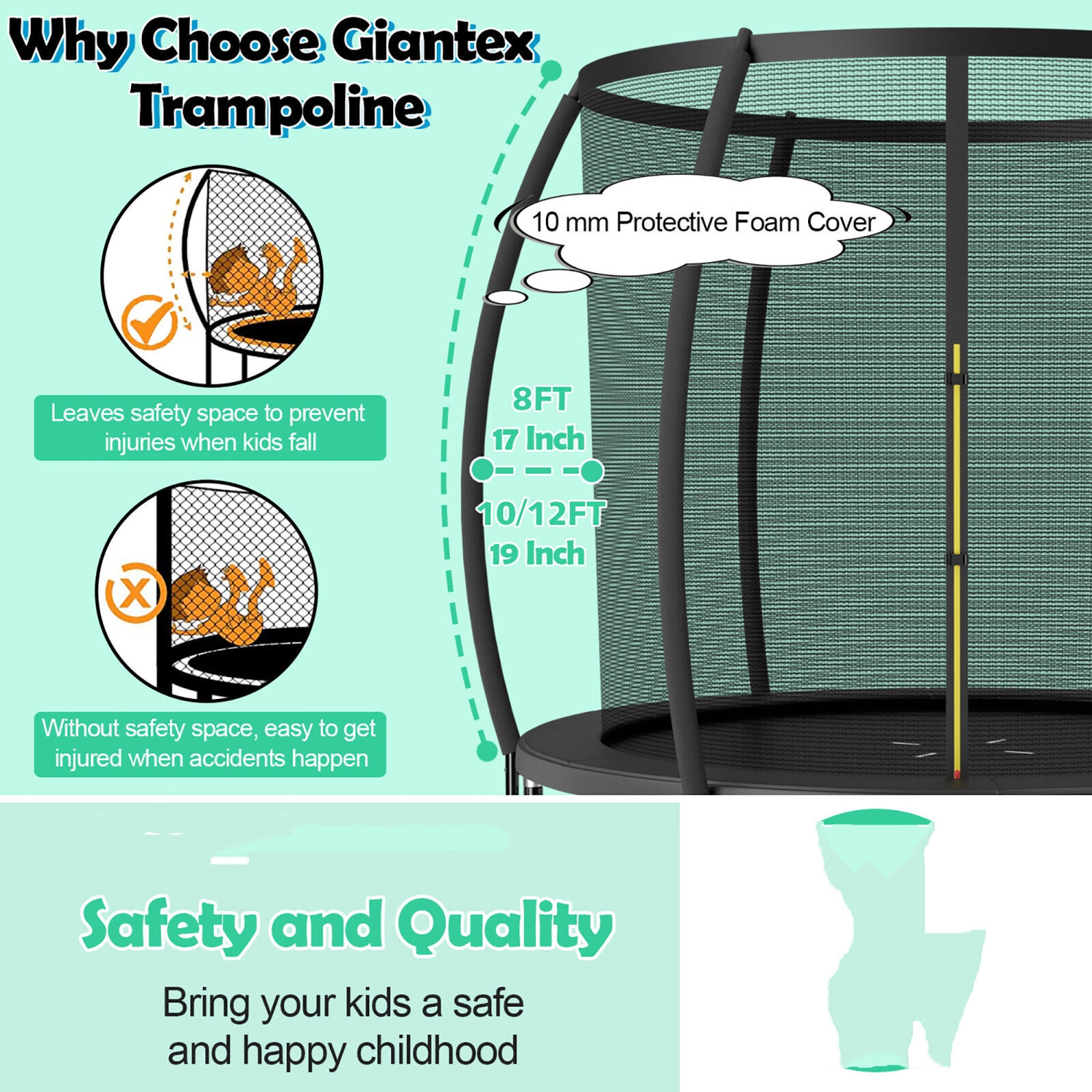 Gymax 8FT Recreational Trampoline w/ Ladder Enclosure Net Safety Pad Outdoor