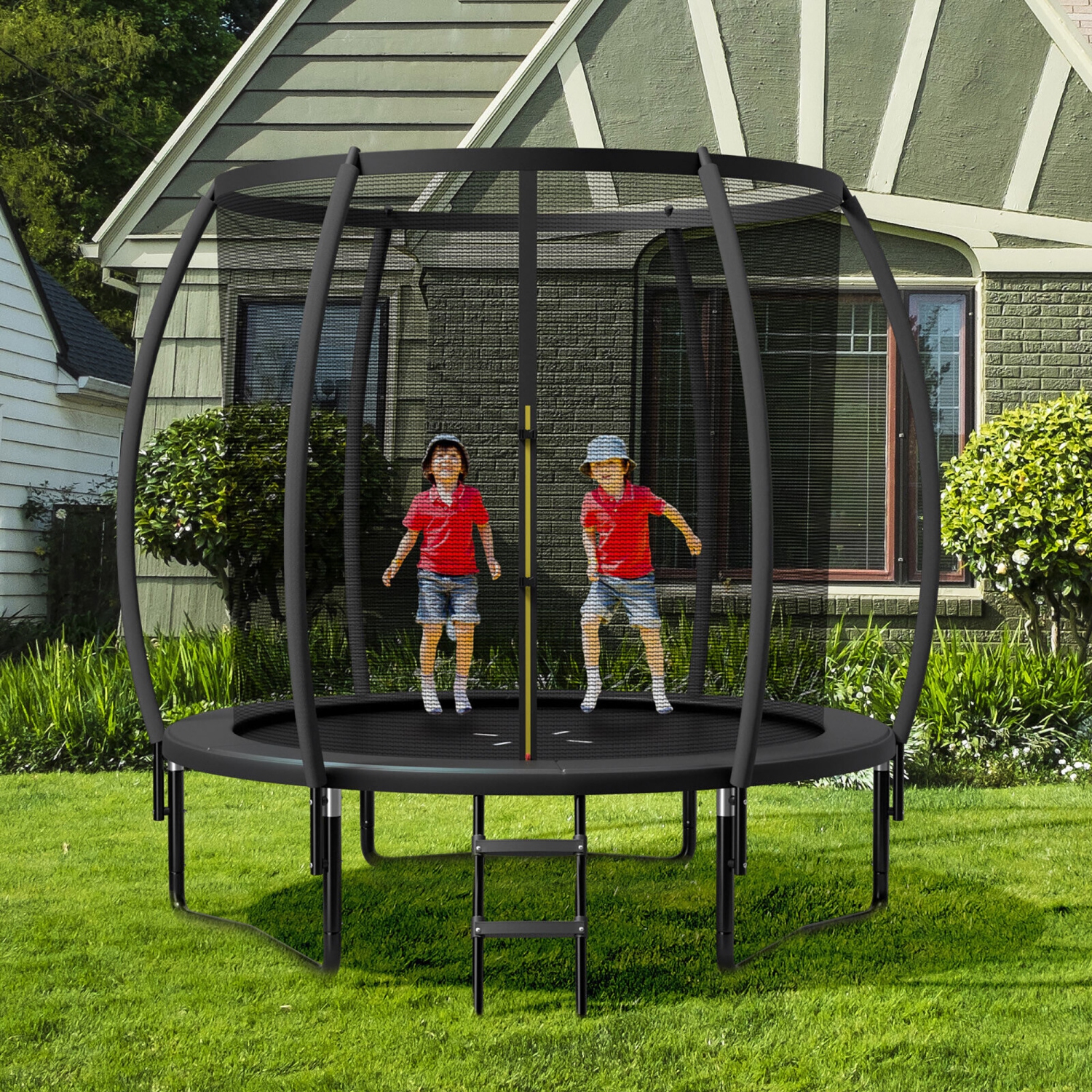 Gymax 8FT Recreational Trampoline w/ Ladder Enclosure Net Safety Pad Outdoor