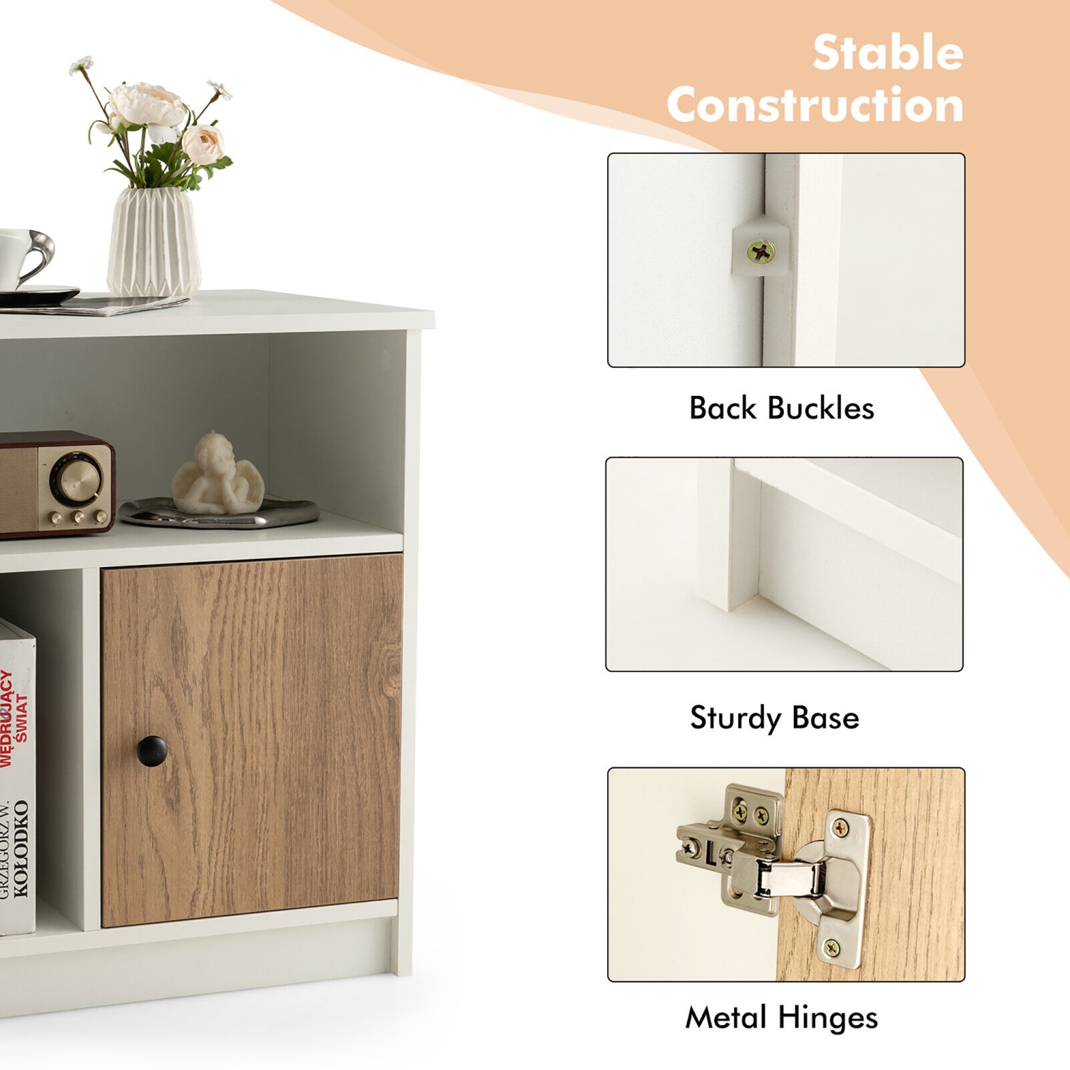 Table de chevet 2 pièces GYMAX, table d'appoint avec étagère de rangement, pour chambre à coucher, salon