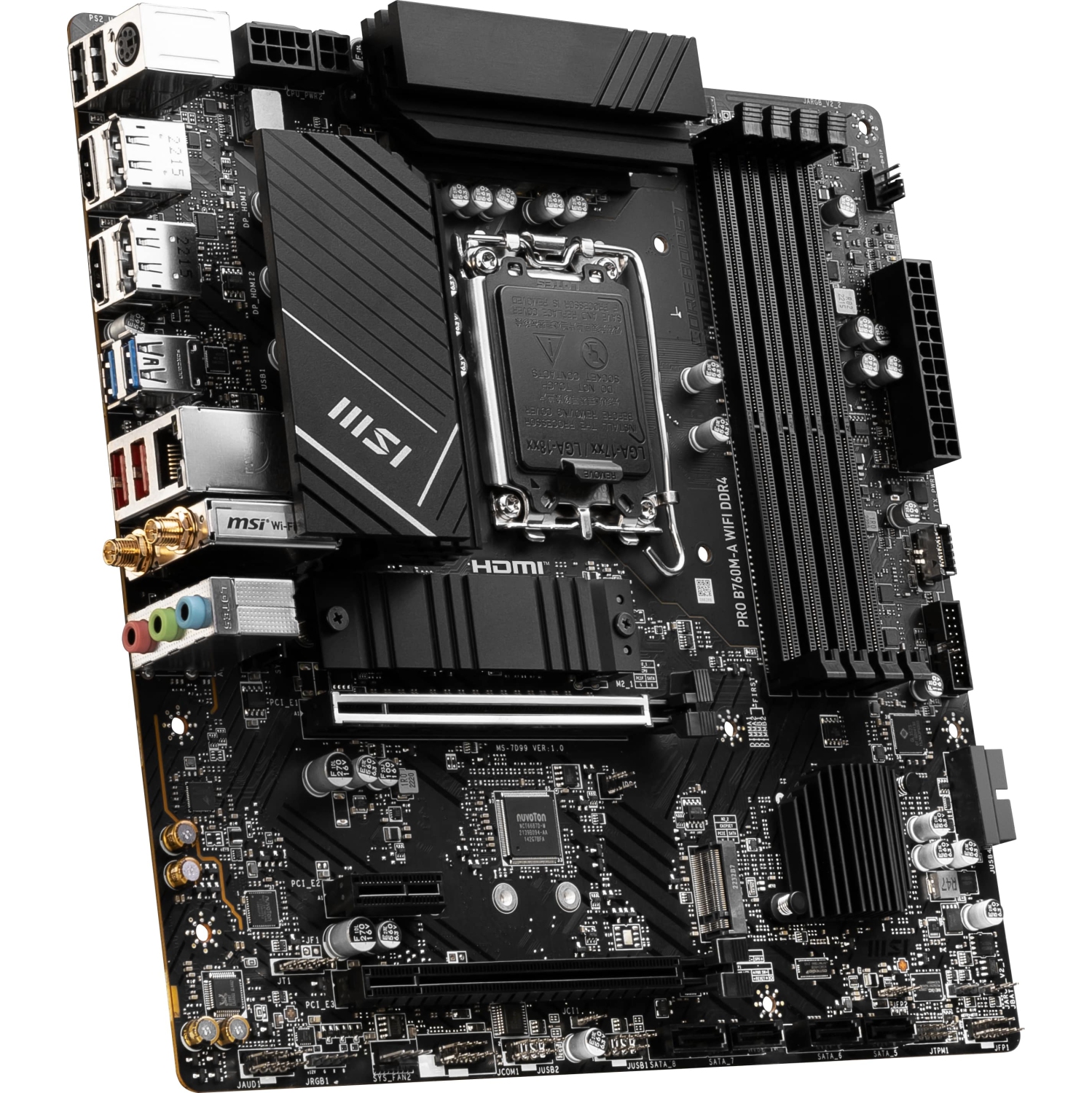 MSI PRO B760M-A WIFI DDR4 LGA 1700 SATA 6Gb/s Micro ATX Motherboard,WiFi 6,Intel,2.5Gb LAN