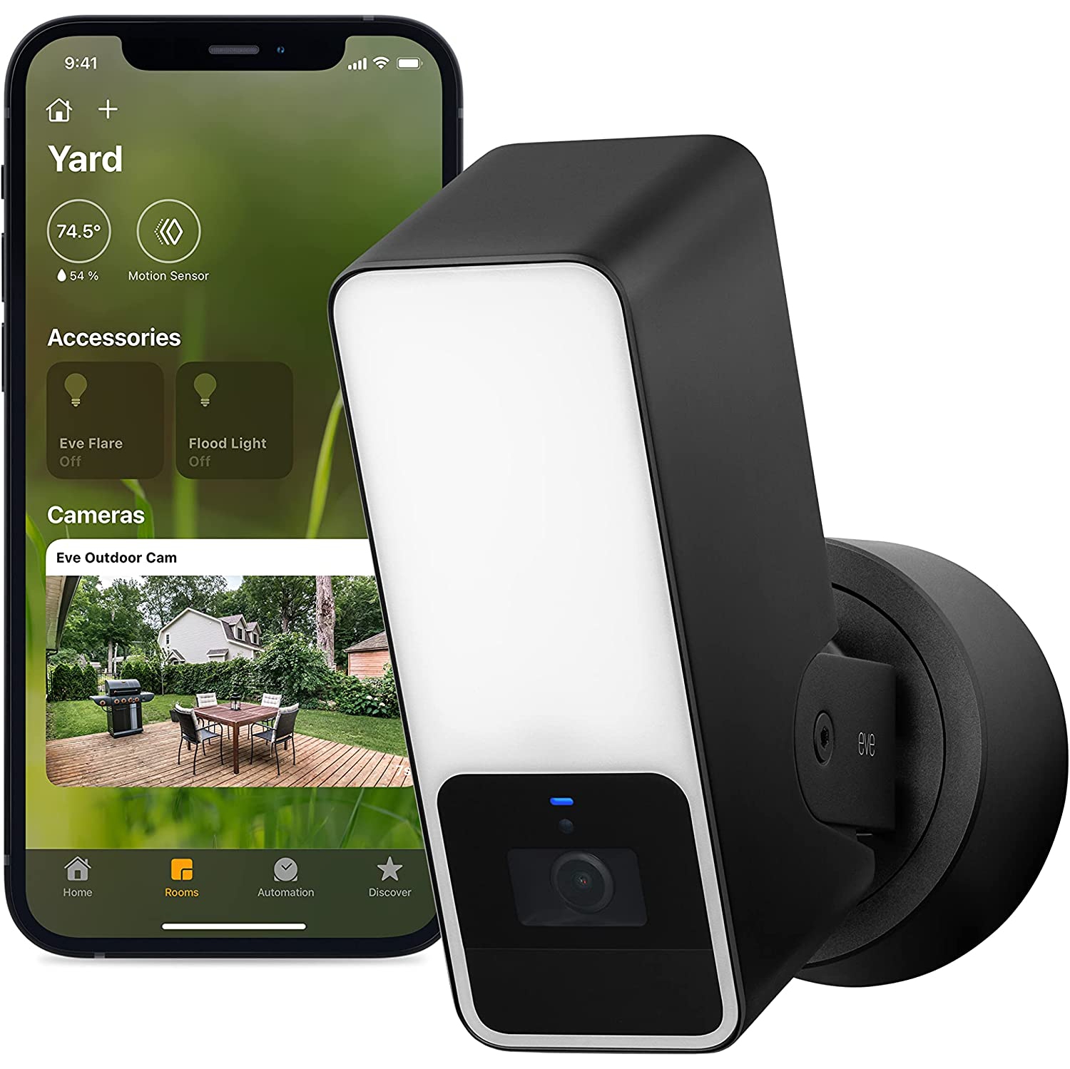 Eve Outdoor Cam 1080p Secure Floodlight Camera with Night Vision