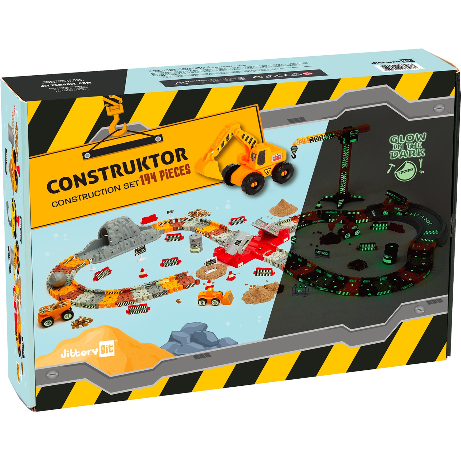 JitteryGit Truck Construction Race STEM Jouet de piste de voiture pour enfants | Jouet camions cadeau pour garçons filles tout-petits âgés de 3 4 5 6