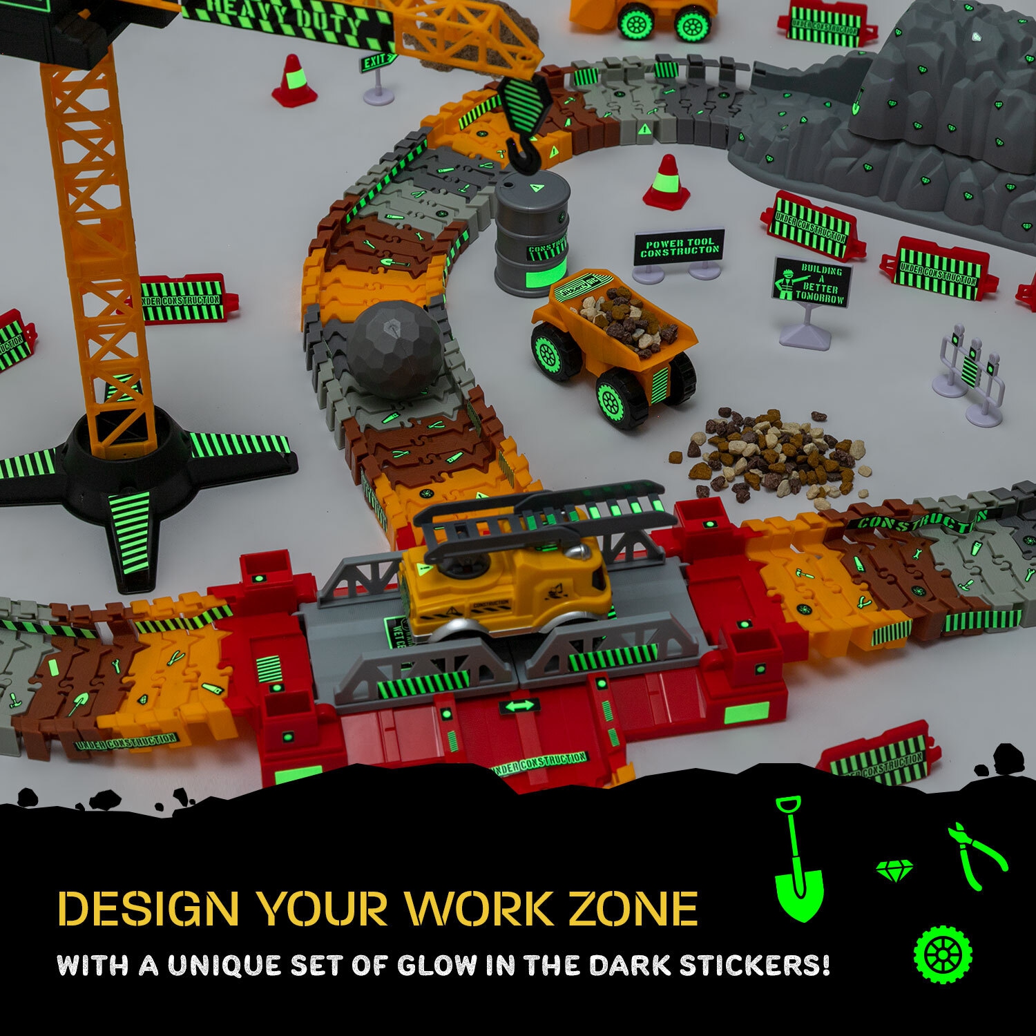 JitteryGit Truck Construction Race STEM Jouet de piste de voiture pour enfants | Jouet camions cadeau pour garçons filles tout-petits âgés de 3 4 5 6