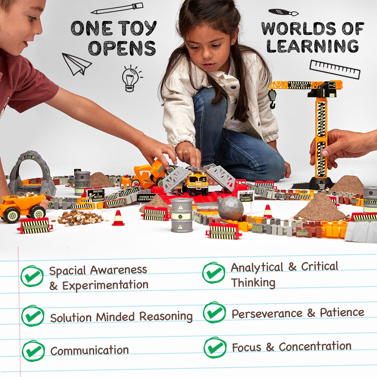 JitteryGit Truck Construction Race STEM Jouet de piste de voiture pour enfants | Jouet camions cadeau pour garçons filles tout-petits âgés de 3 4 5 6