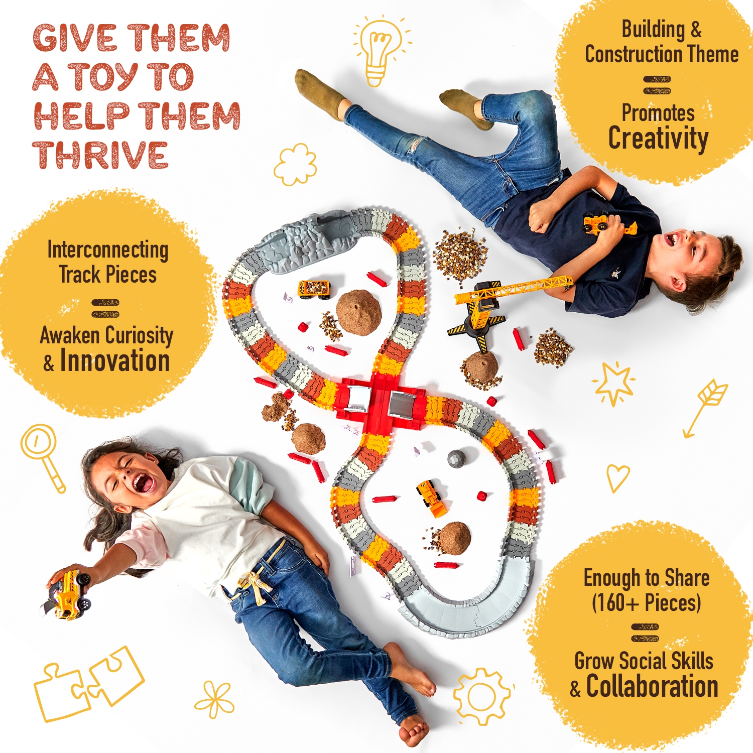 JitteryGit Truck Construction Race STEM Jouet de piste de voiture pour enfants | Jouet camions cadeau pour garçons filles tout-petits âgés de 3 4 5 6