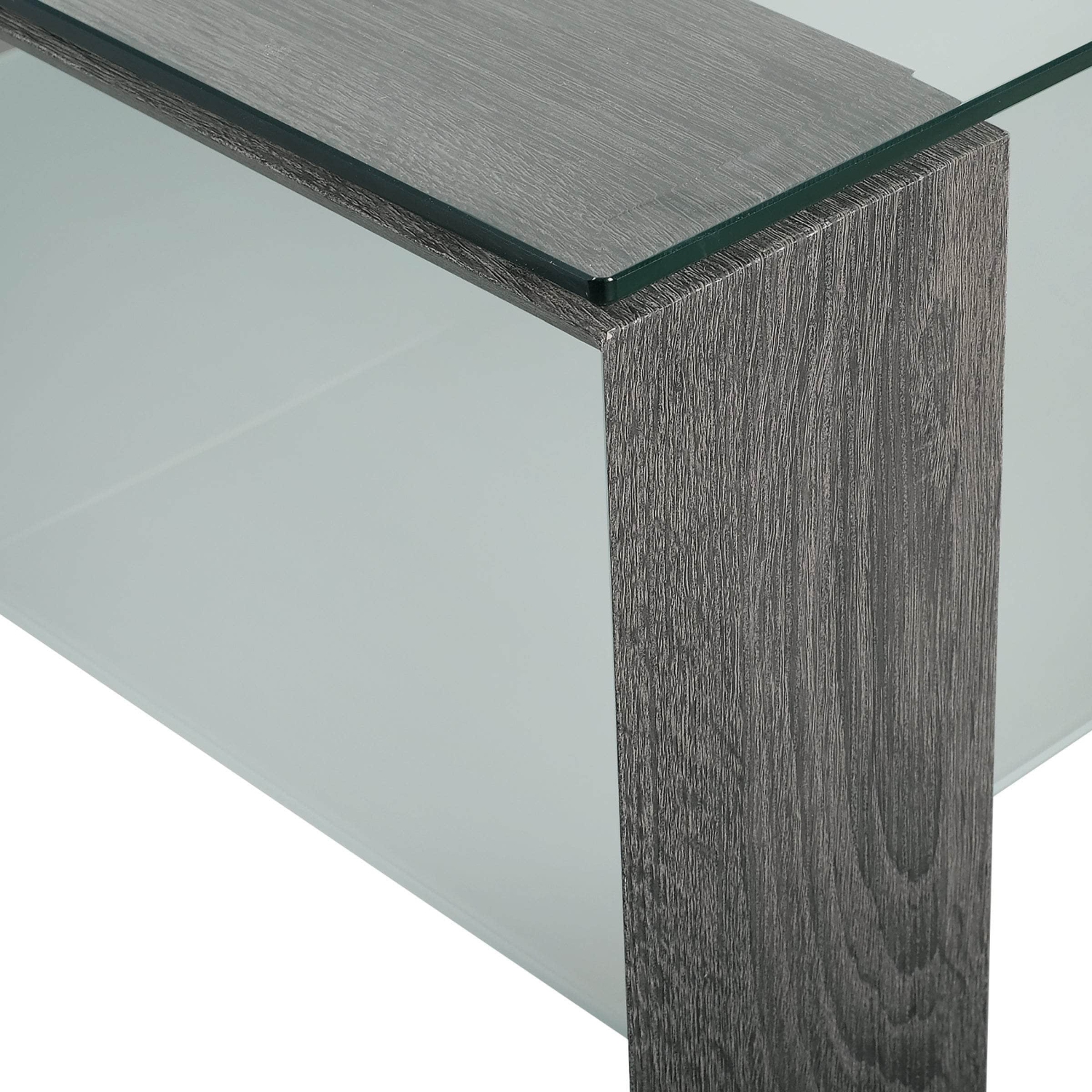 Primo International – Table de bout carrée avec tablette, plateau en verre et tablette, noir