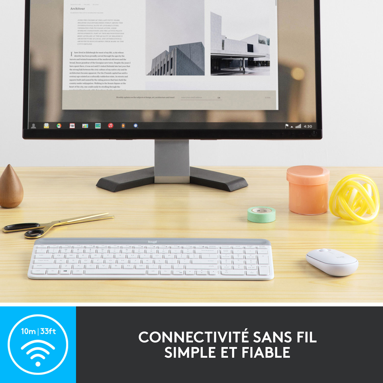 Ensemble clavier et souris optique sans fil MK470 Slim de Logitech - Anglais - Blanc cassé