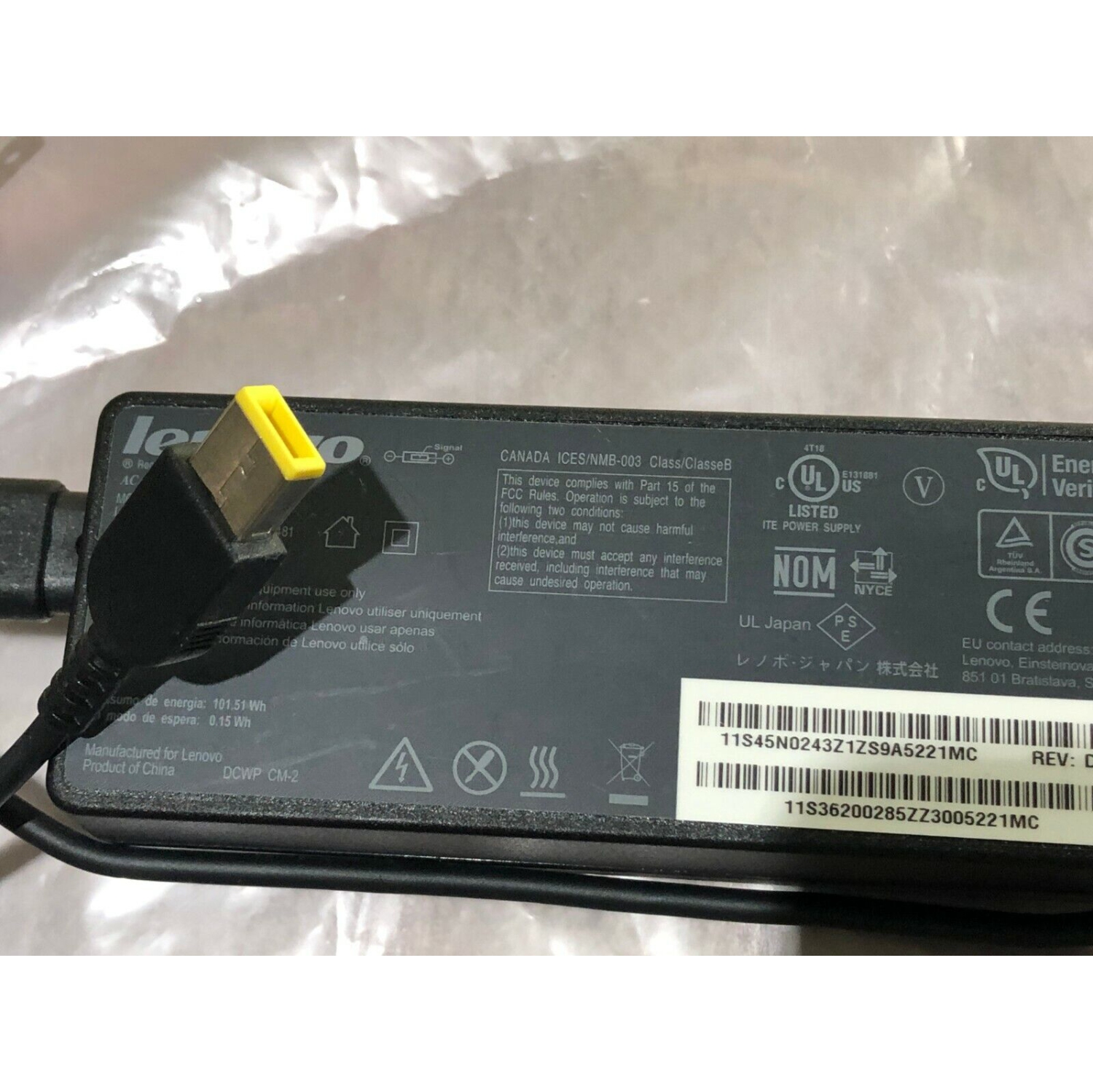 RefurbishedLenovo Laptop AC Adapter ADLX90NDC2A 20V 4.5A 90W 45N0243 45N0481