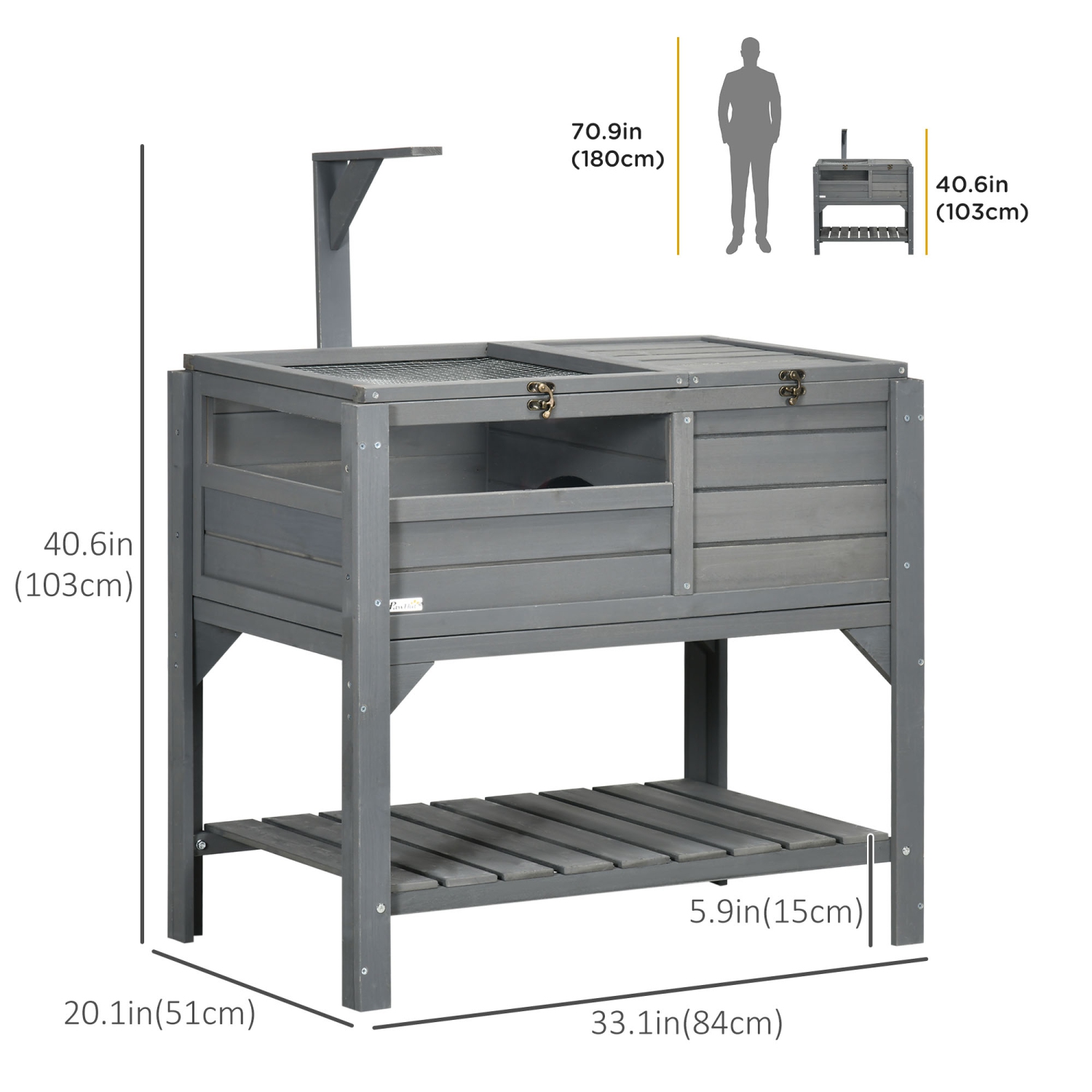 PawHut Wooden Tortoise House Habitat with Shelf, Tortoise Enclosure for Small Animals with Light Support Frame, Reptile Cage with Tray for Indoor