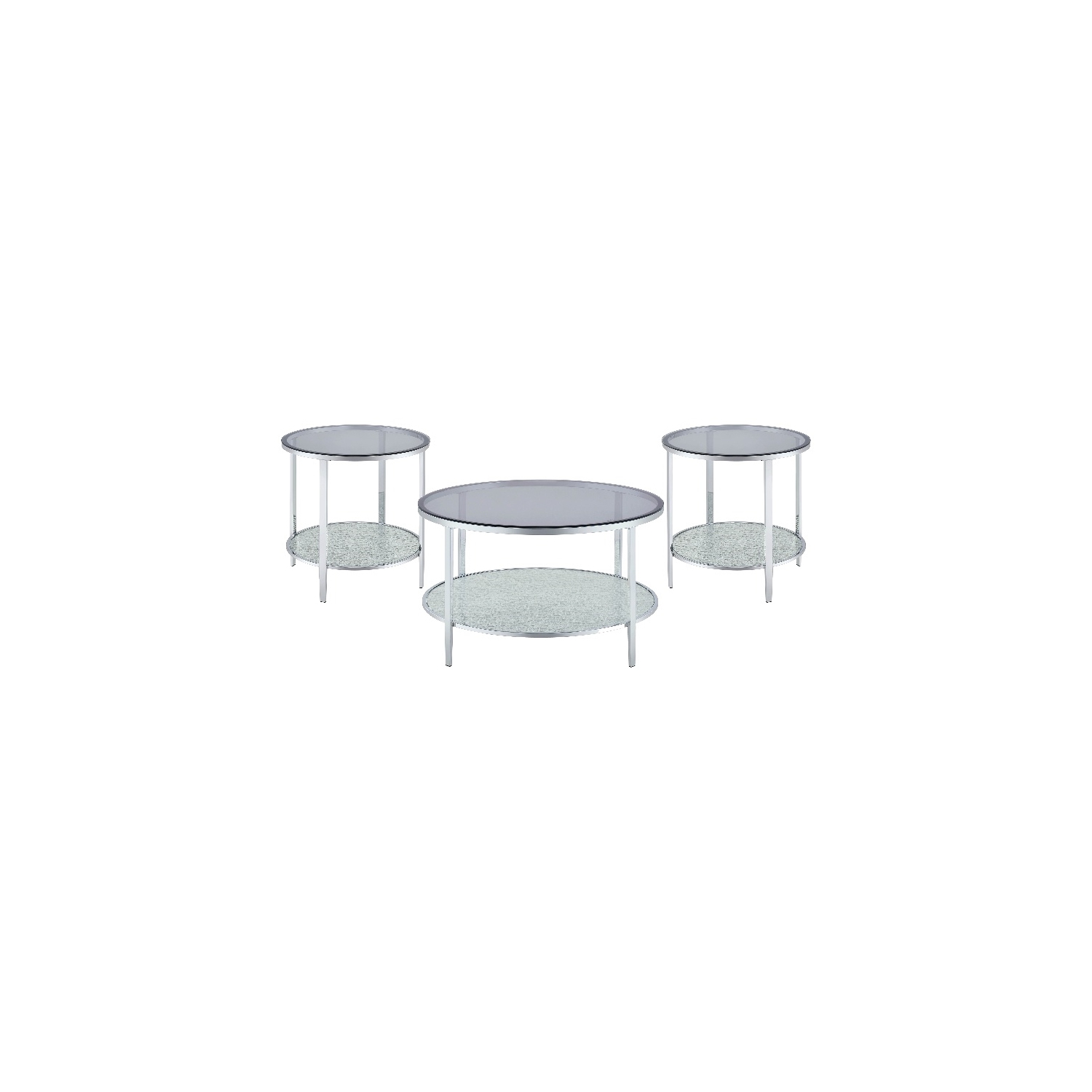 Frostine 3-Piece Chrome and Tempered Glass Occasional Set