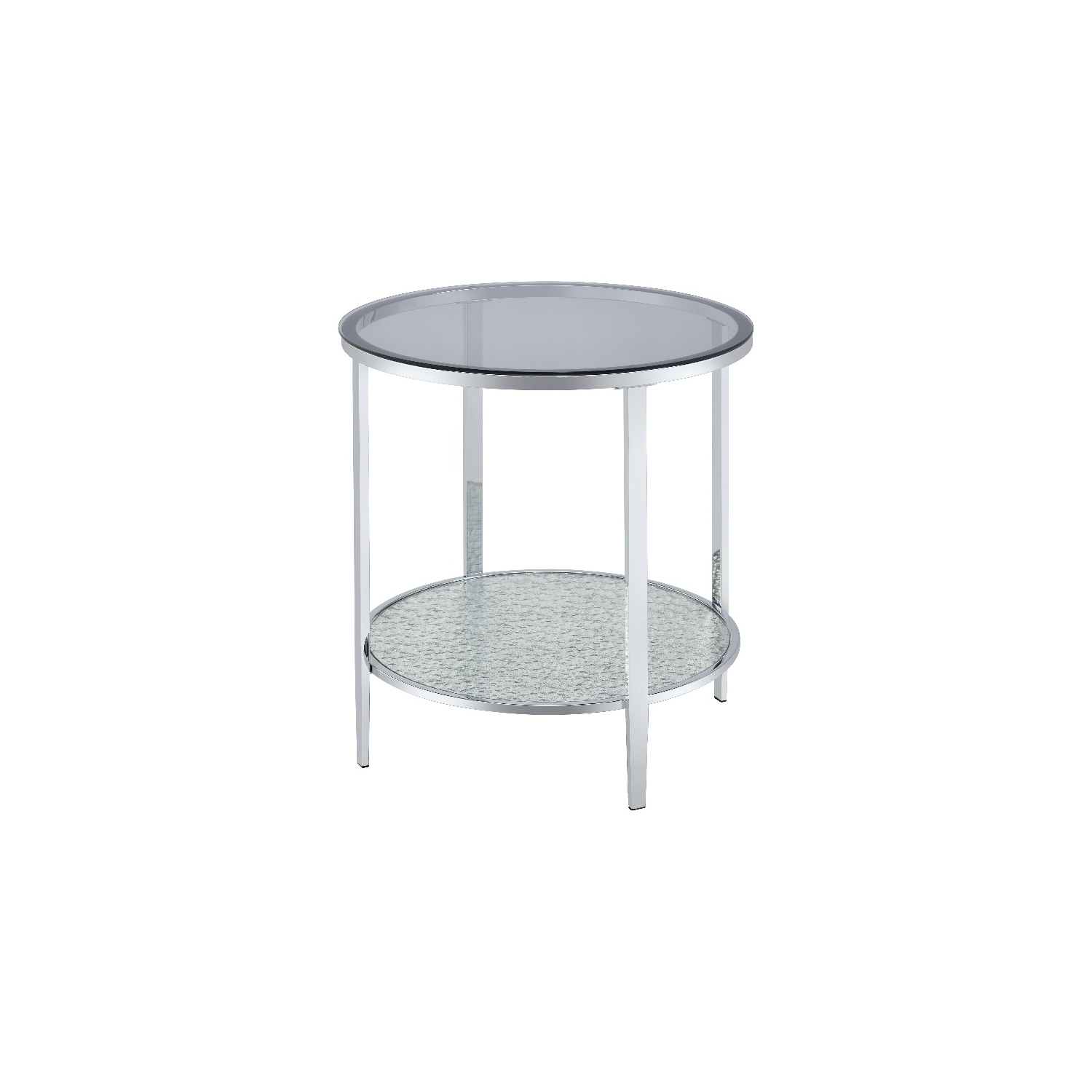 Frostine Round Chrome and Tempered Glass End Table