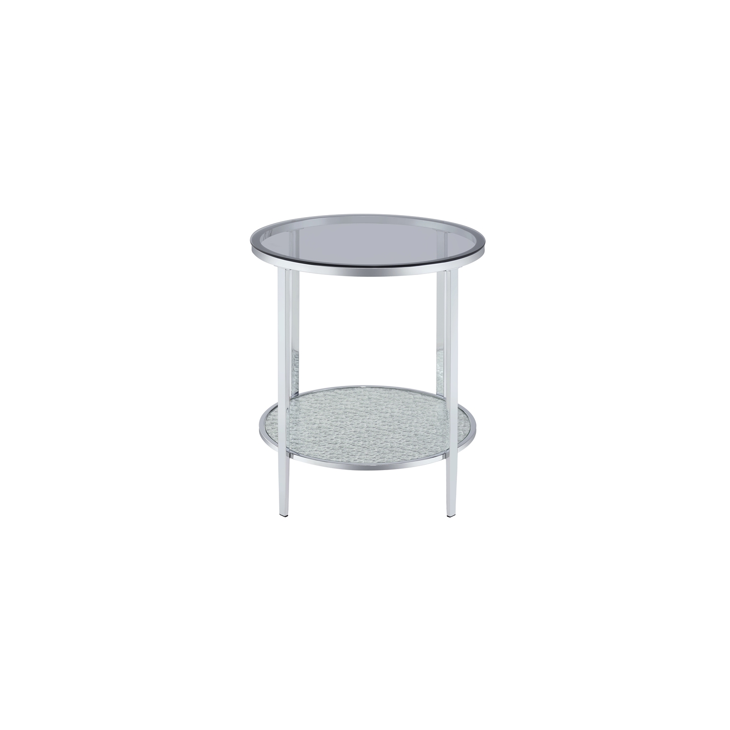 Frostine Round Chrome and Tempered Glass End Table
