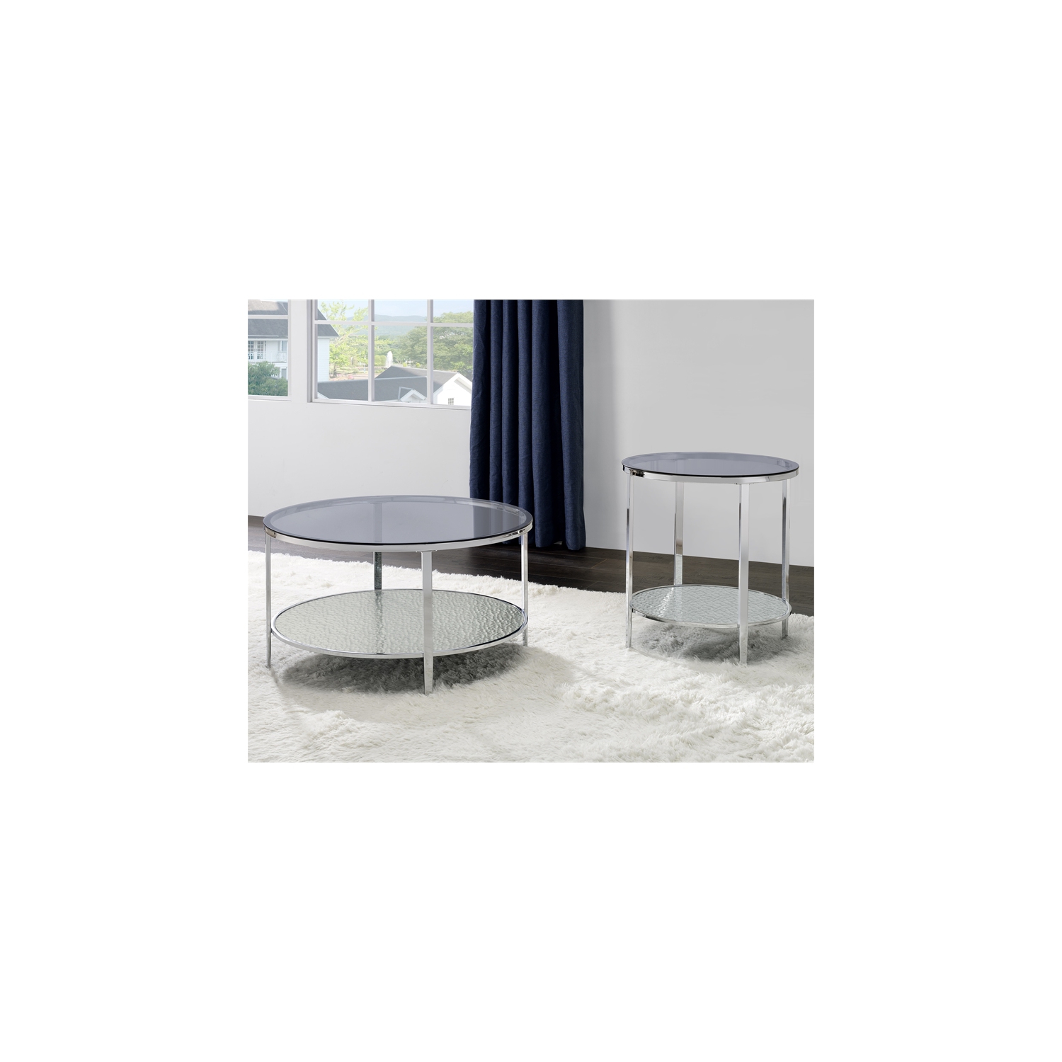 Frostine Round Chrome and Tempered Glass End Table