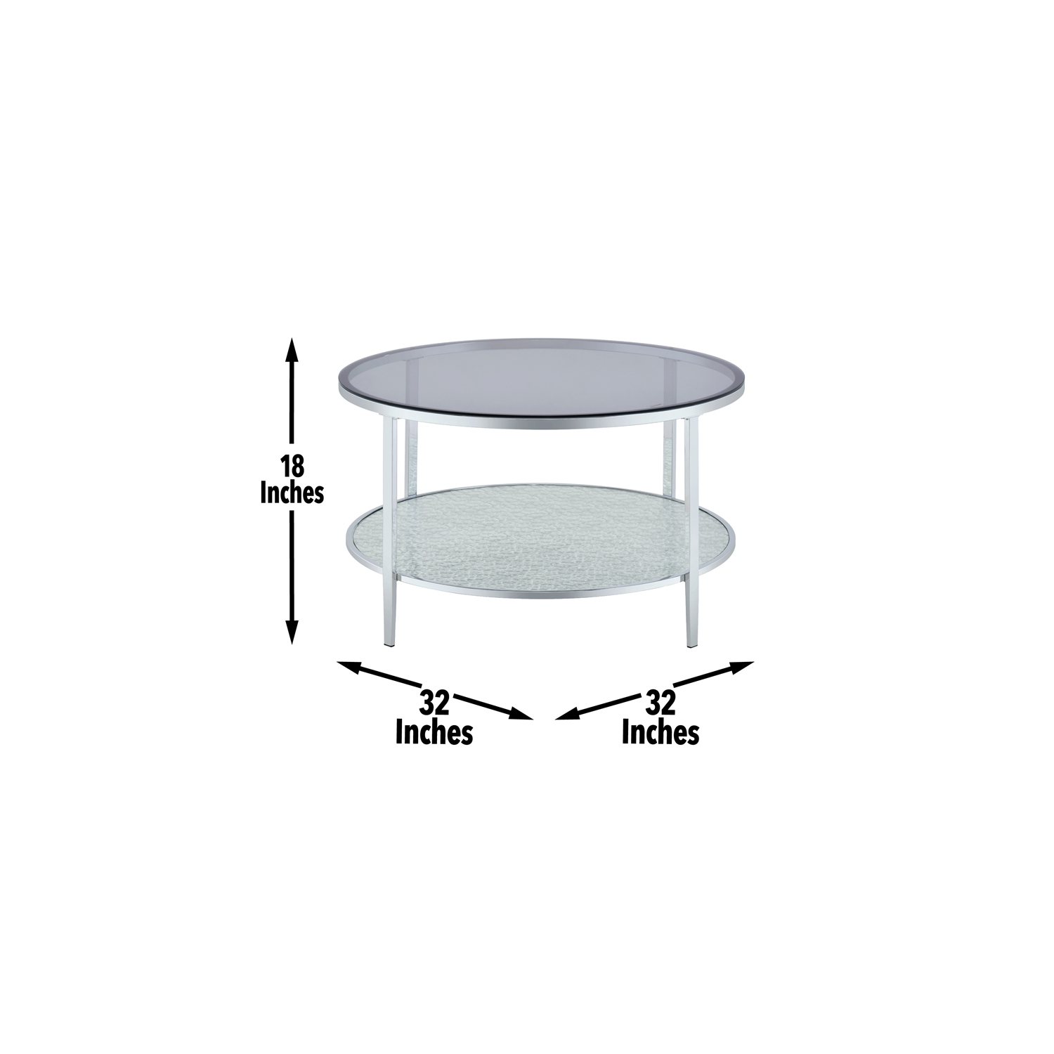Frostine Round Chrome and Tempered Glass Cocktail Table