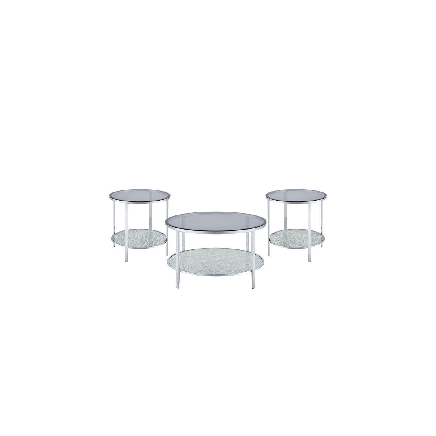 Frostine Round Chrome and Tempered Glass Cocktail Table