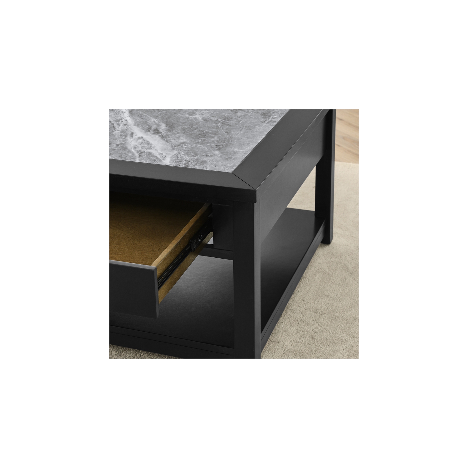 Garvine Gray Stone Top Cocktail Table with Casters