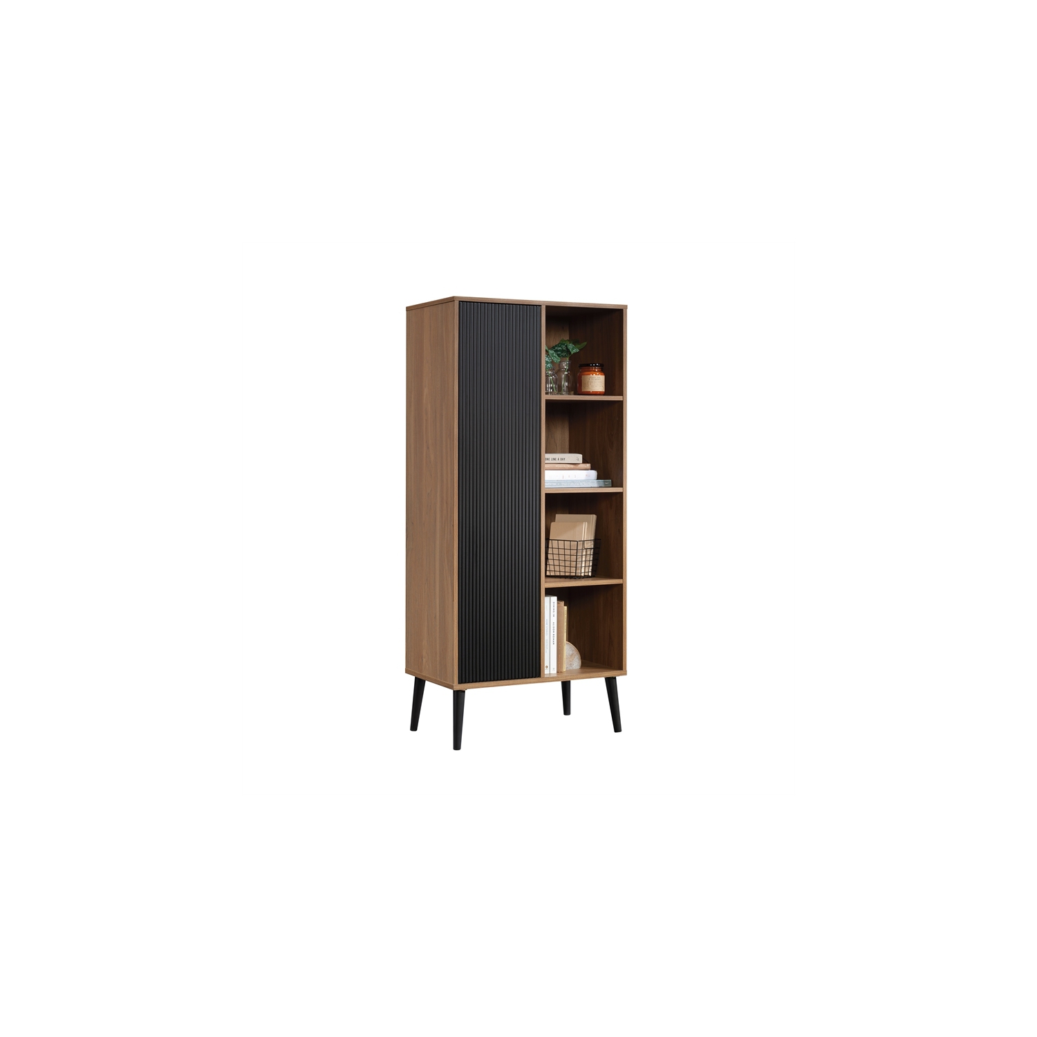 Sauder Ambleside Engineered Wood/Metal Storage Cabinet in Serene Walnut