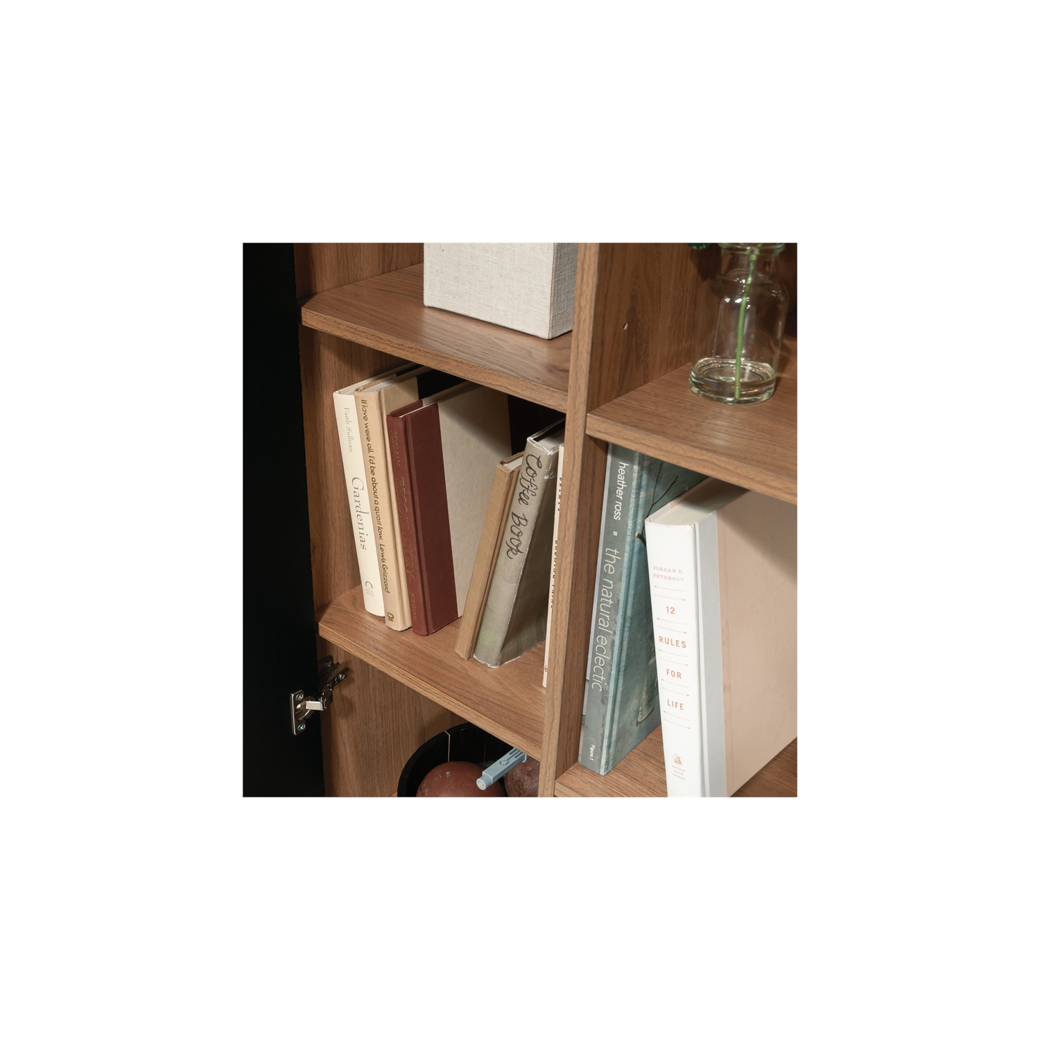 Sauder Ambleside Engineered Wood/Metal Storage Cabinet in Serene Walnut