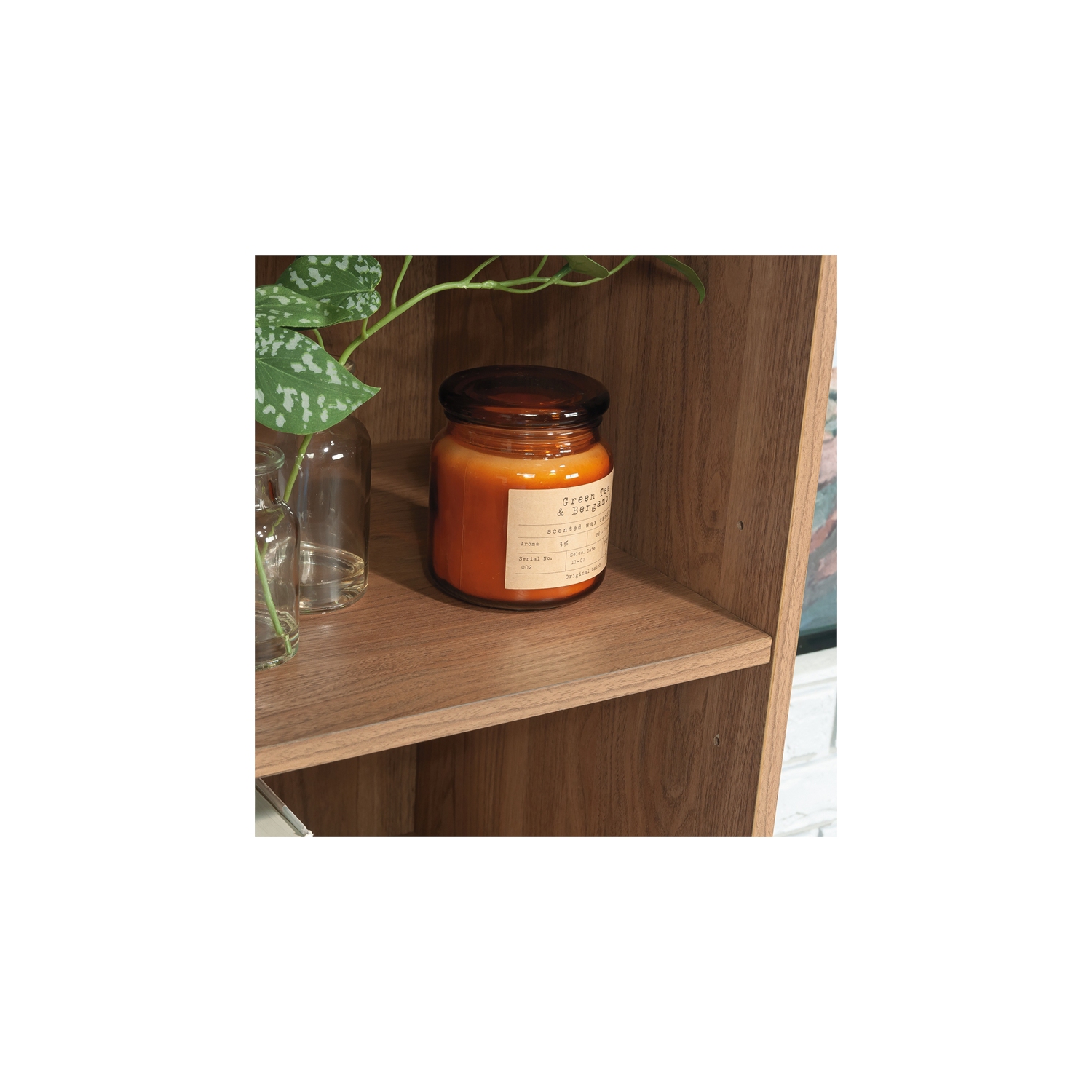 Sauder Ambleside Engineered Wood/Metal Storage Cabinet in Serene Walnut