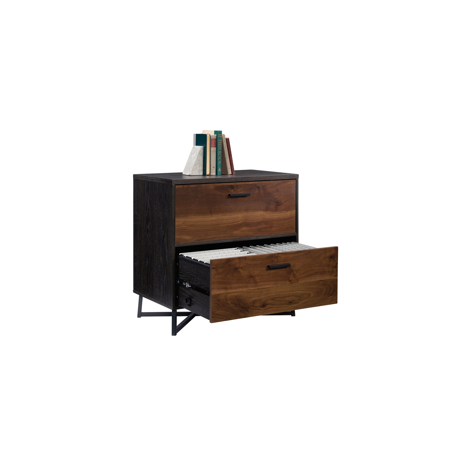 Sauder Canton Lane Engineered Wood/Metal Lateral File in Brew Oak