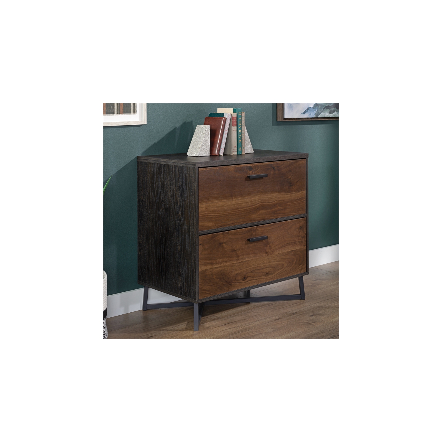 Sauder Canton Lane Engineered Wood/Metal Lateral File in Brew Oak