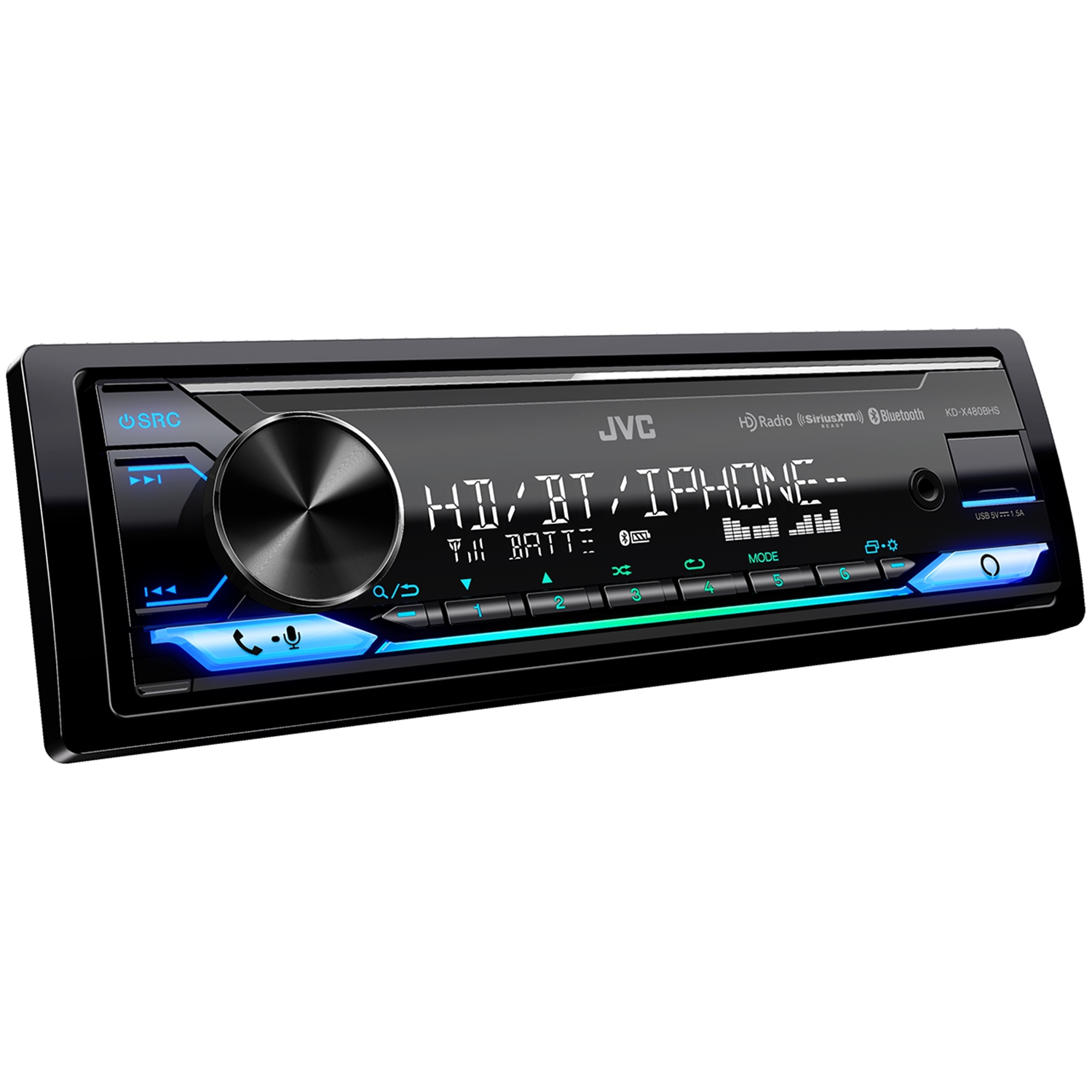 JVC KD-X480BHS Radio/Récepteur Multimédia Numérique, Bluetooth, Pour Voiture, Noir