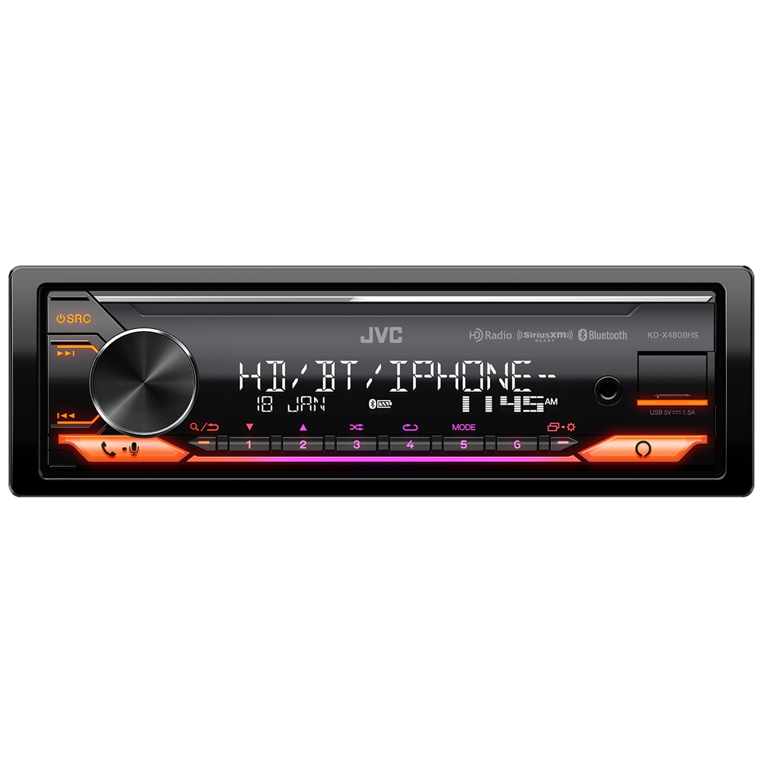 JVC KD-X480BHS Radio/Récepteur Multimédia Numérique, Bluetooth, Pour Voiture, Noir