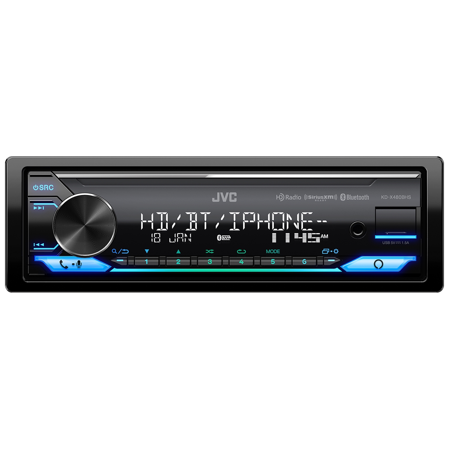 JVC KD-X480BHS Radio/Récepteur Multimédia Numérique, Bluetooth, Pour Voiture, Noir