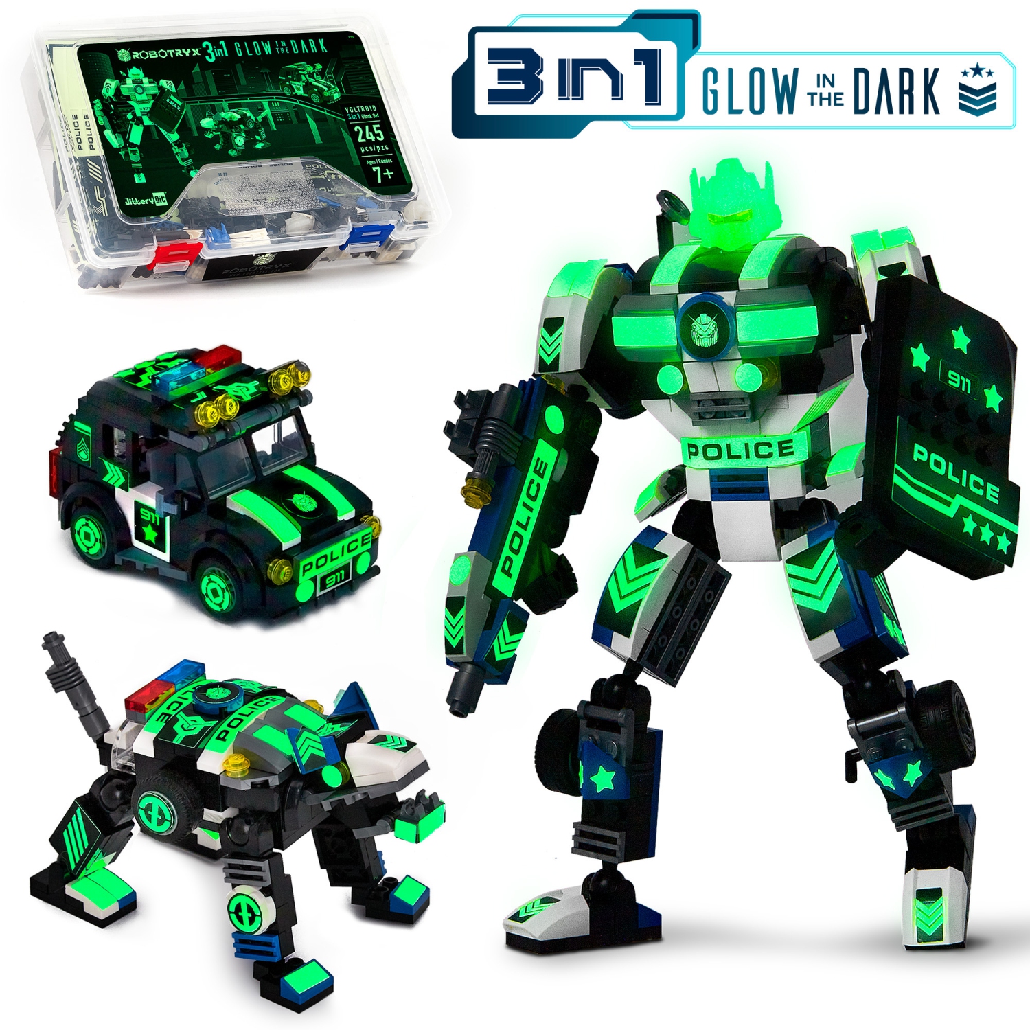 JitteryGit Robot Police STEM Building Toy for Boys | Gift for Kids Ages 6 7 8 9 10 11 Year olds