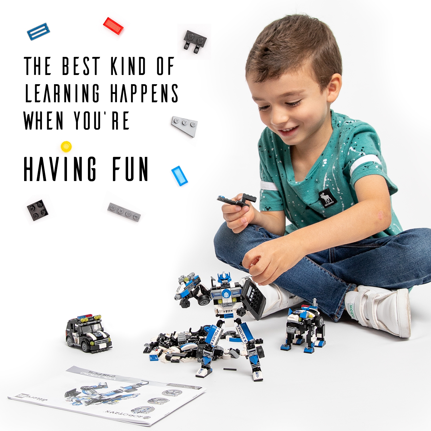 JitteryGit Robot Police STEM Building Toy for Boys | Gift for Kids Ages 6 7 8 9 10 11 Year olds