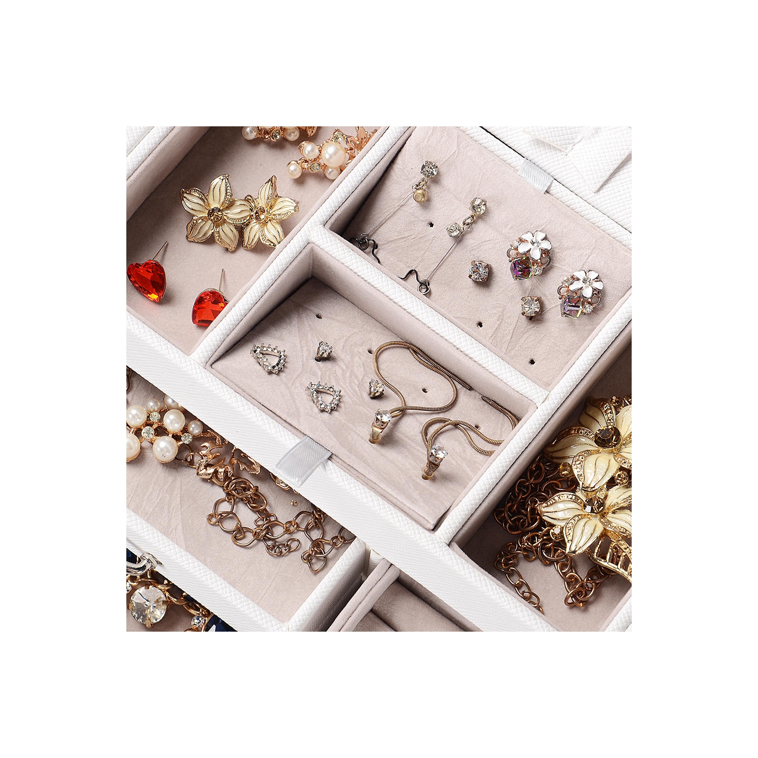 Boîtes à bijoux multicouches, organisateur de bijoux en similicuir étui cadeau vintage pour bagues boucles d'oreilles colliers stockage