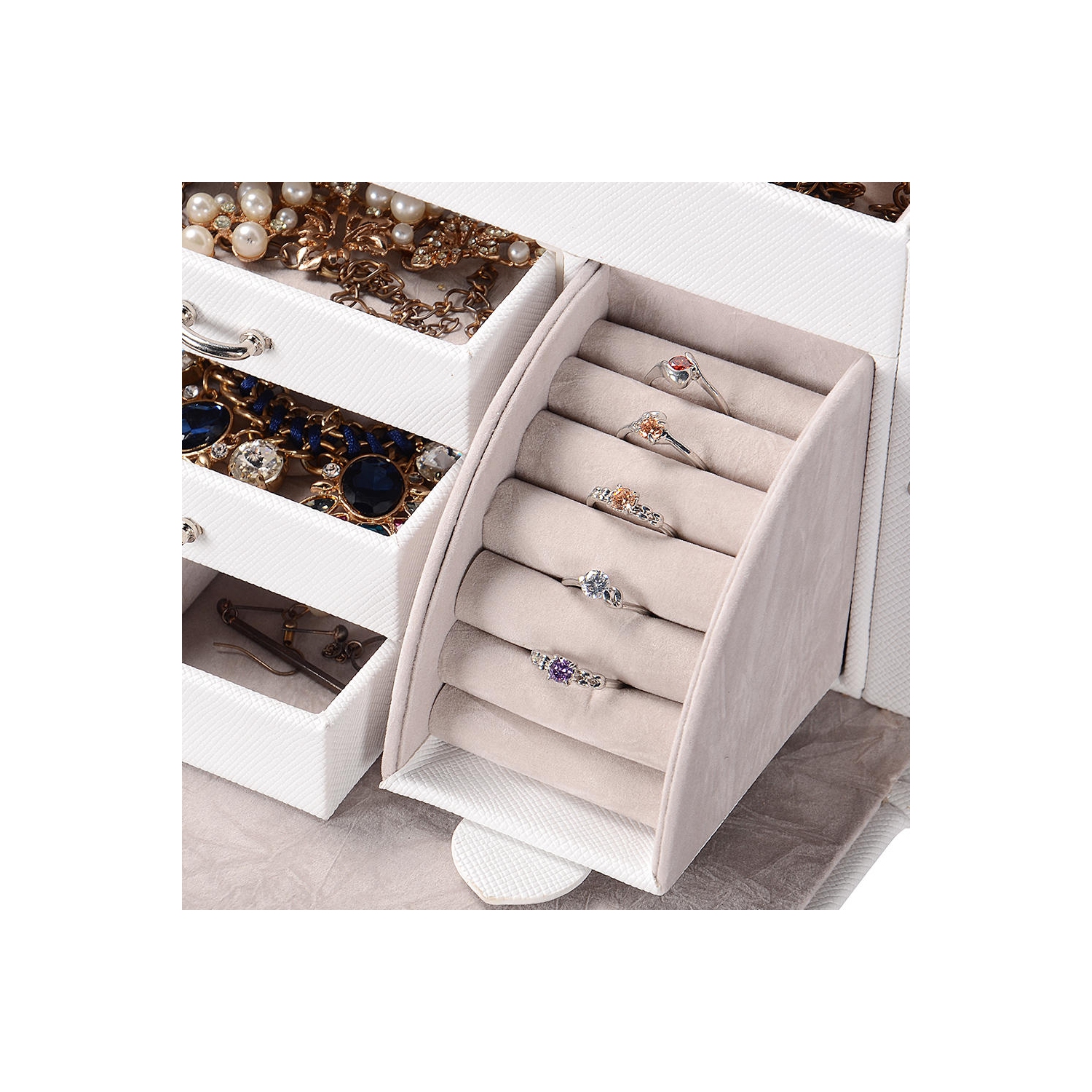 Boîtes à bijoux multicouches, organisateur de bijoux en similicuir étui cadeau vintage pour bagues boucles d'oreilles colliers stockage