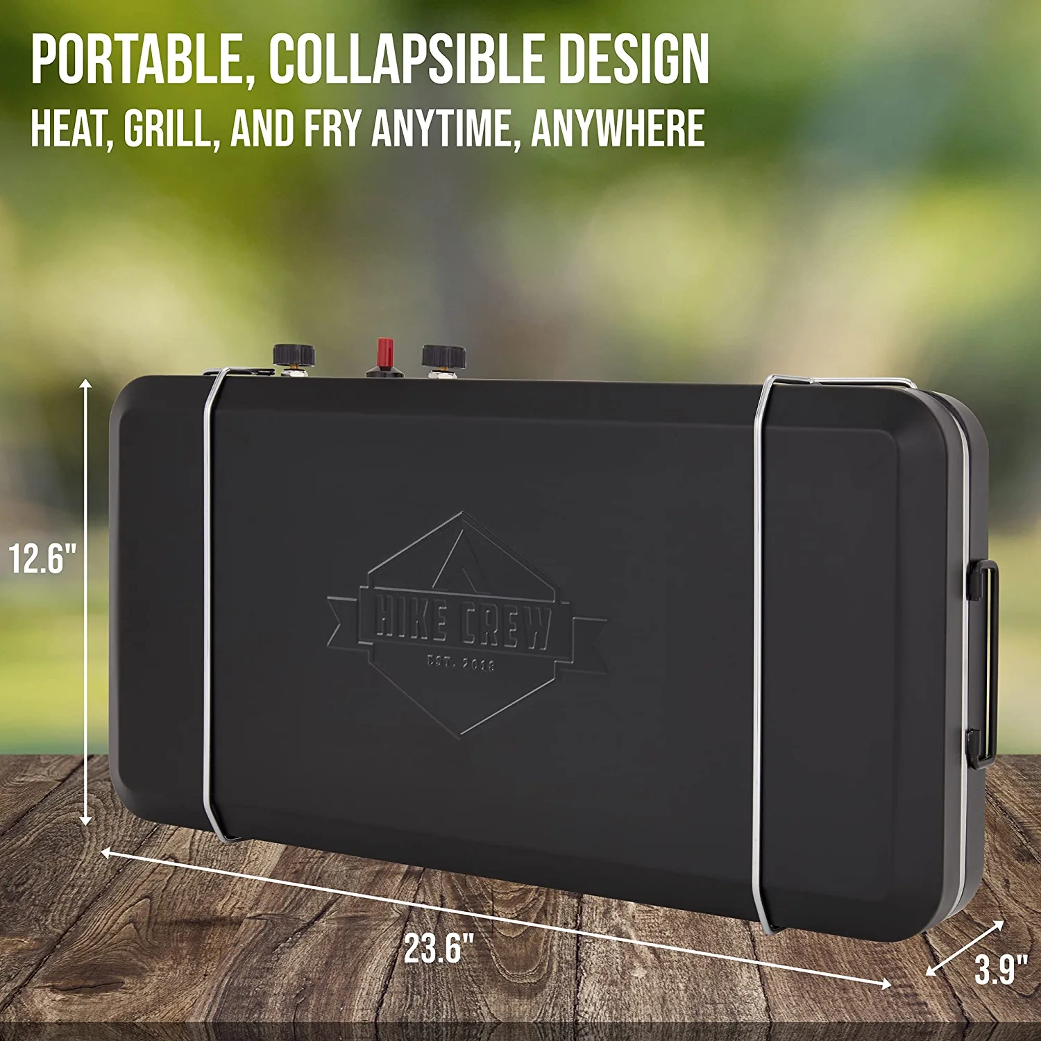 Hike Crew 2-in-1 Gas Camping Stove, Portable Grill & Camp Stove, Propane Burner with Igniter, Black