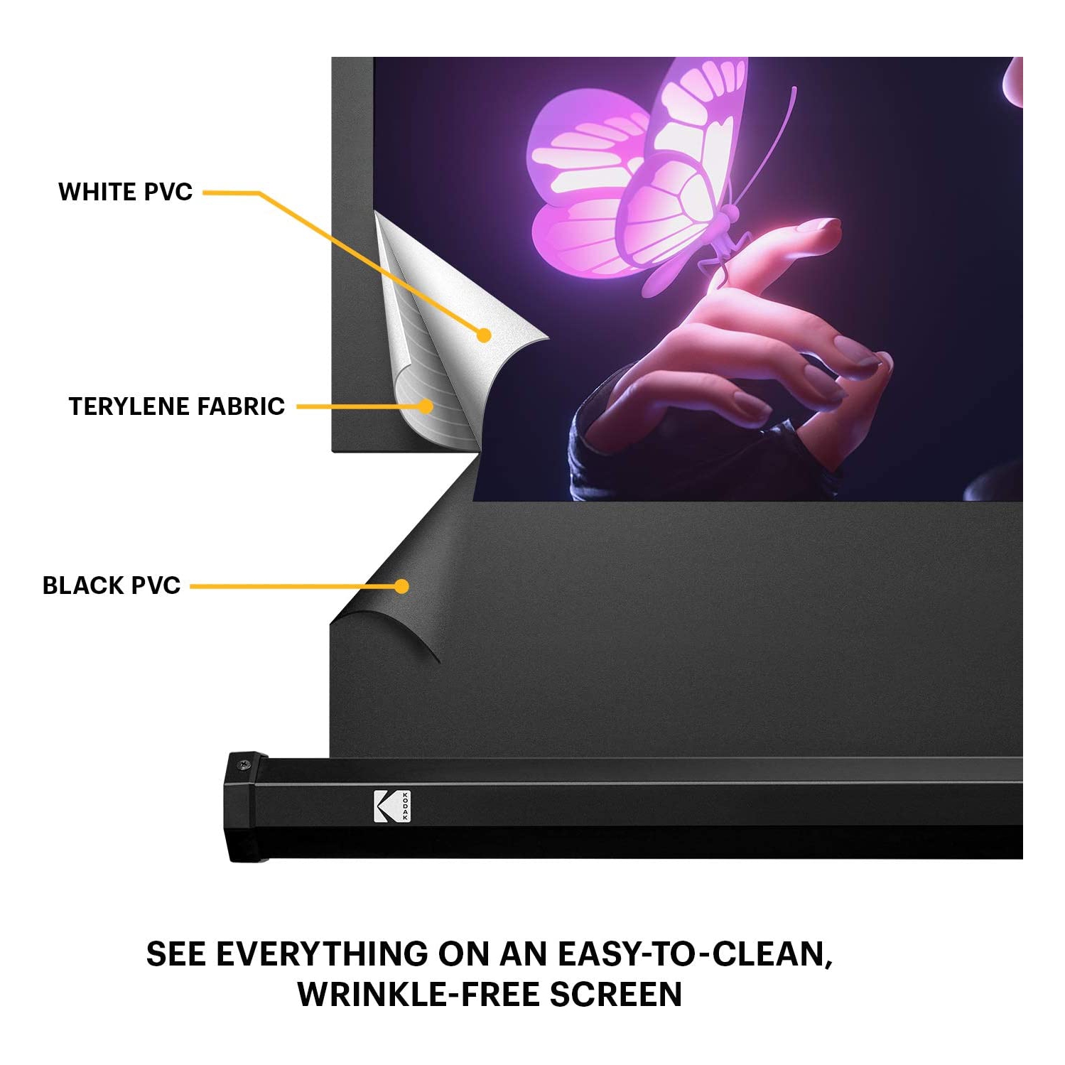 Kodak 100" Portable Projector Screen with Tripod Stand & Lightweight Carry Bag