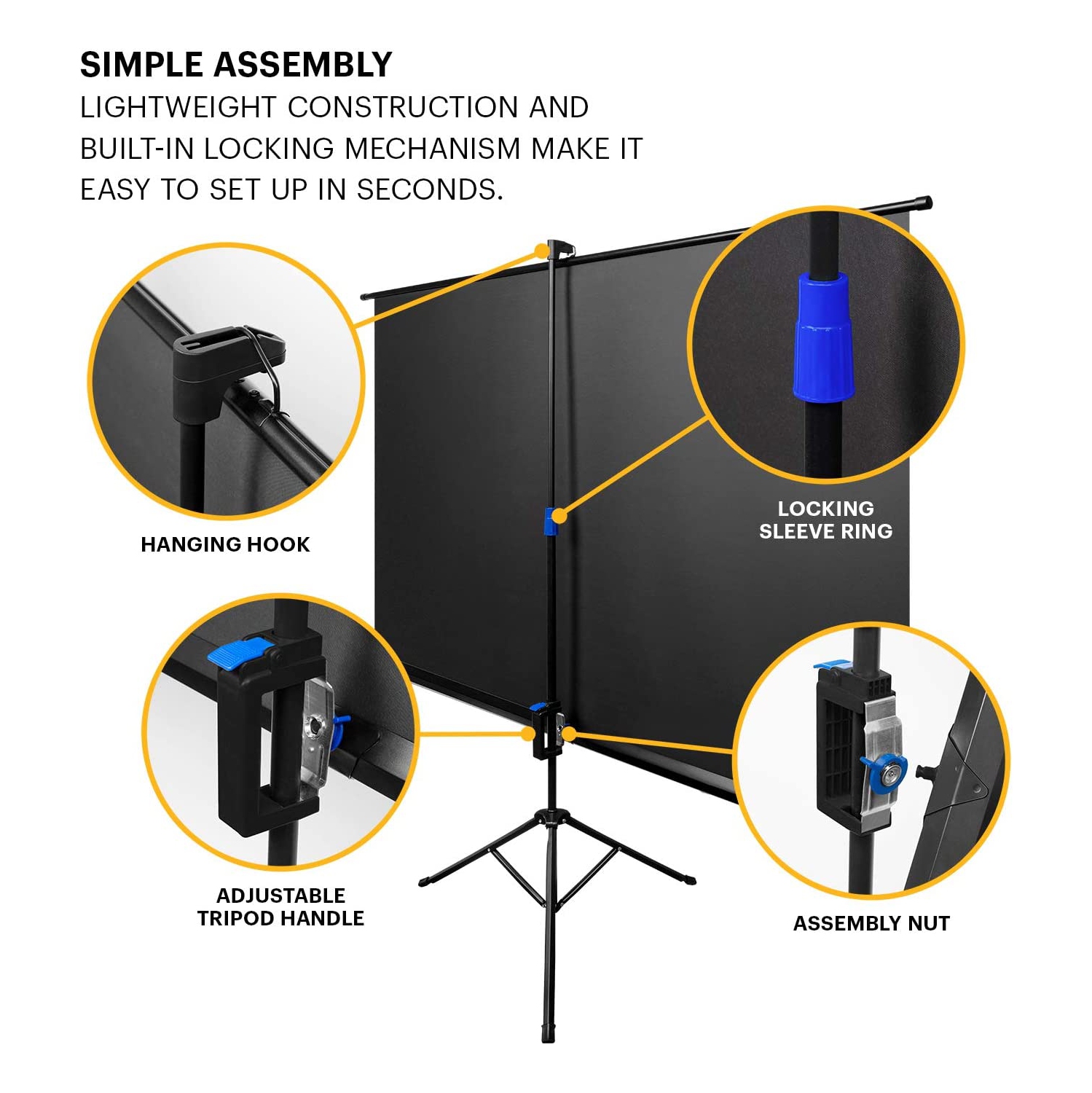 Kodak 100" Portable Projector Screen with Tripod Stand & Lightweight Carry Bag