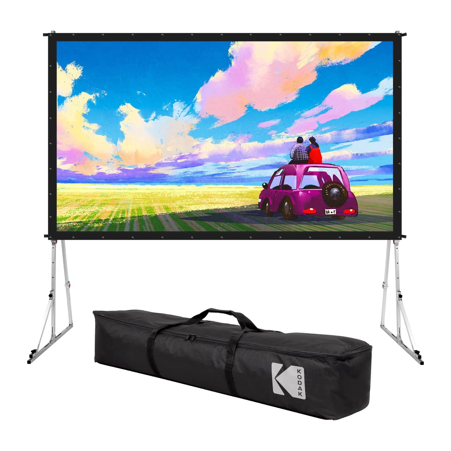 Kodak – Écran de projecteur portatif double de 120 po avec support et étui de transport