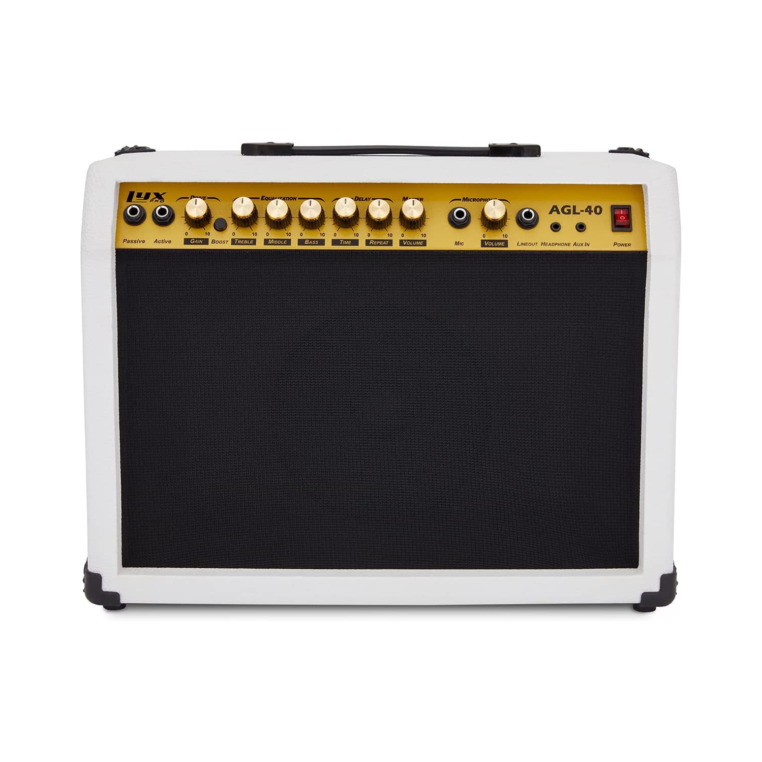 LyxPro 40 Watt Electric Guitar Amplifier with Built-in Speaker - White