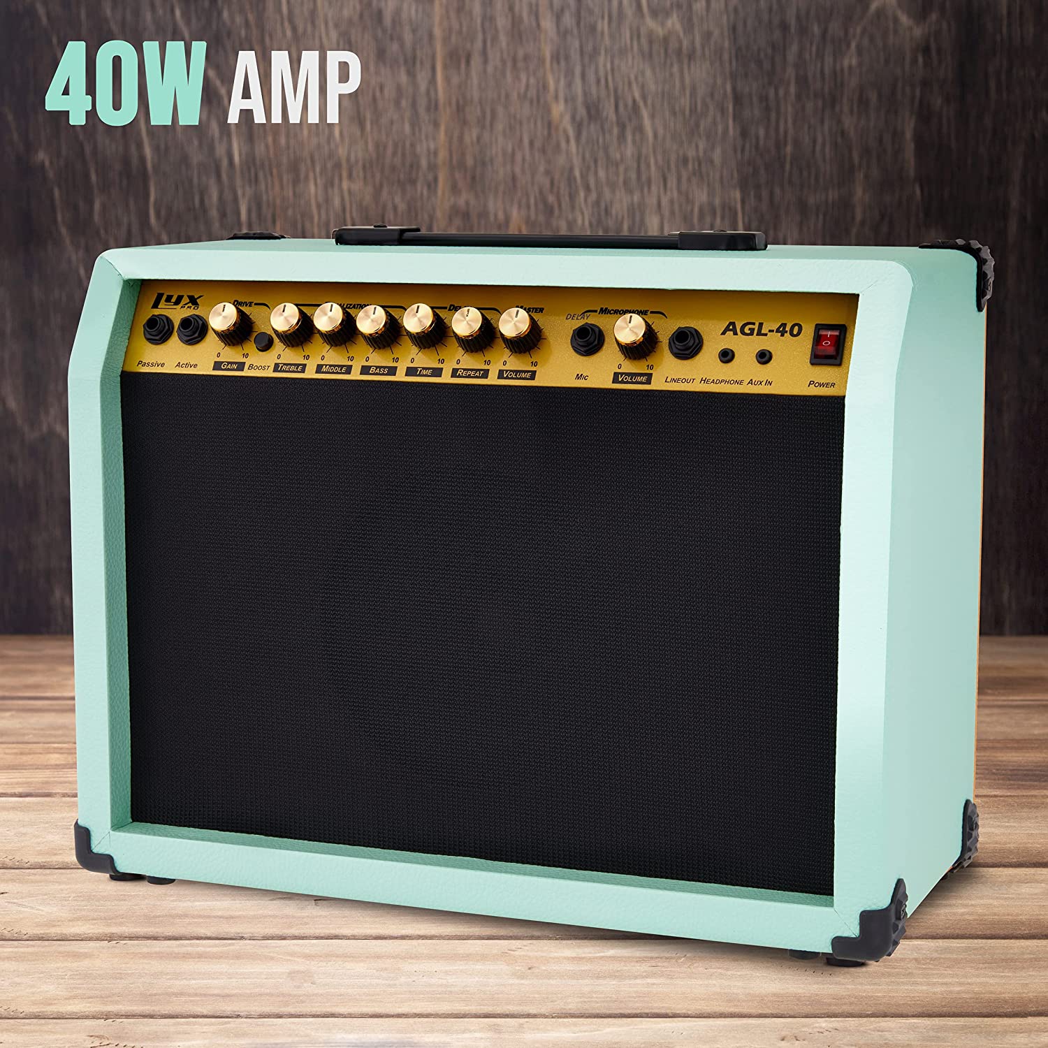 LyxPro 40 Watt Electric Guitar Amplifier with Built-in Speaker - Green